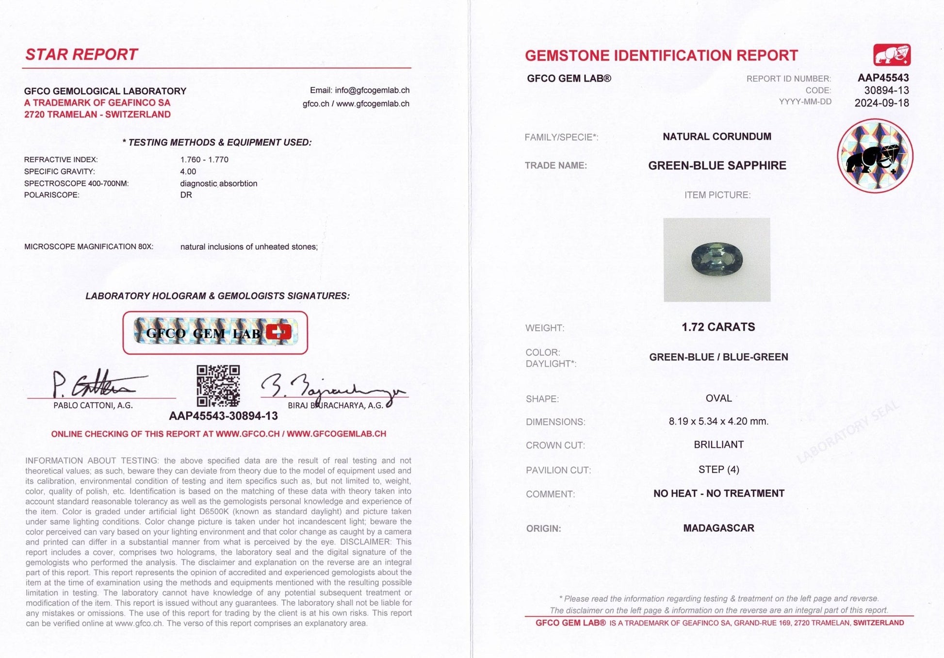 1.72ct Teal Sapphire - The Sapphire Merchant