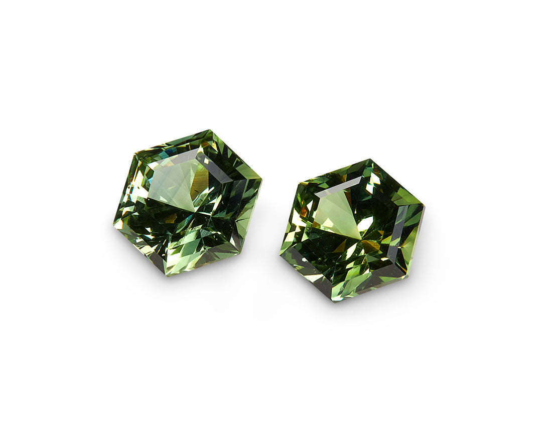 1.78ct Green Sapphire Pair - The Sapphire Merchant