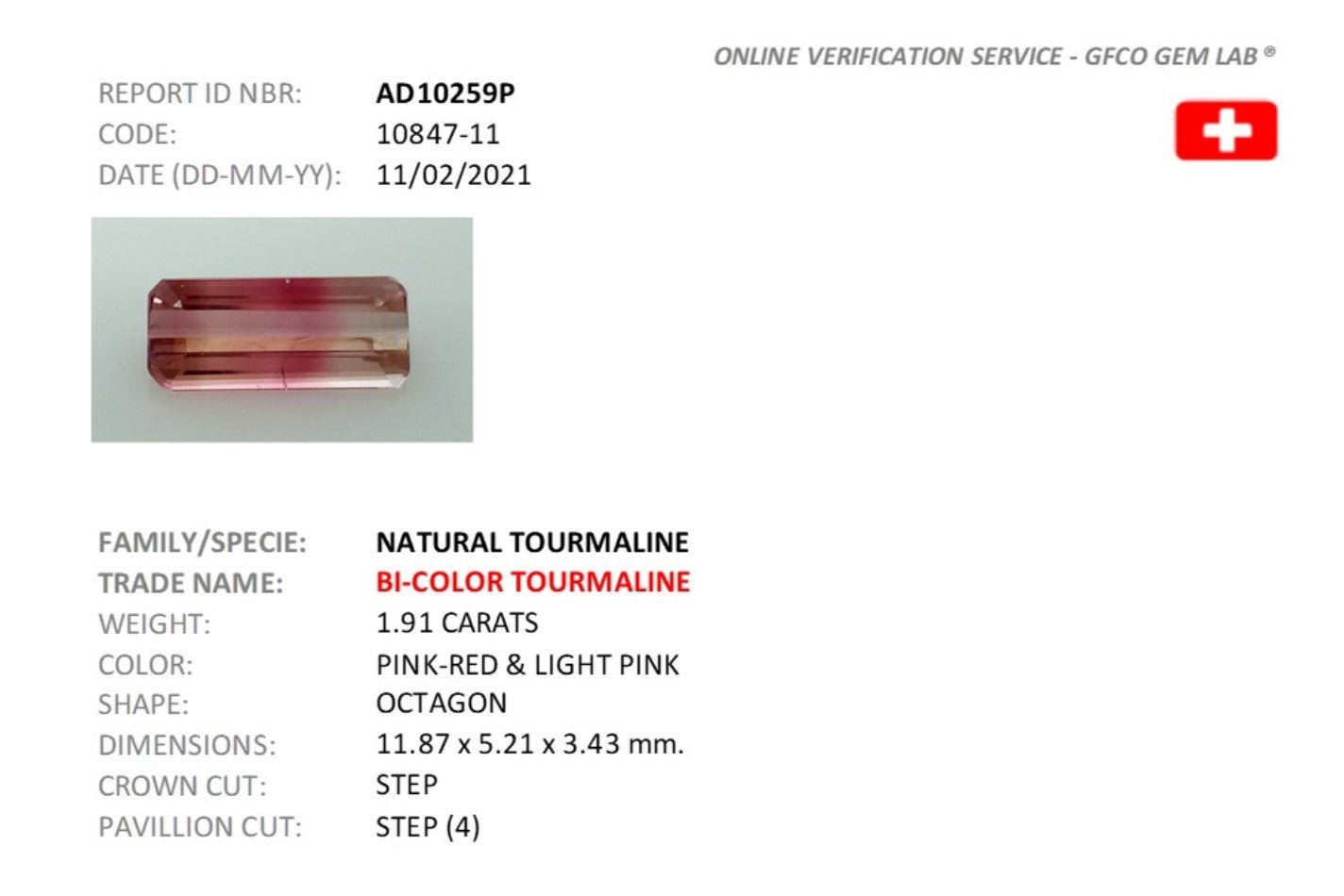 1.91ct Bi - Colour Tourmaline - The Sapphire Merchant