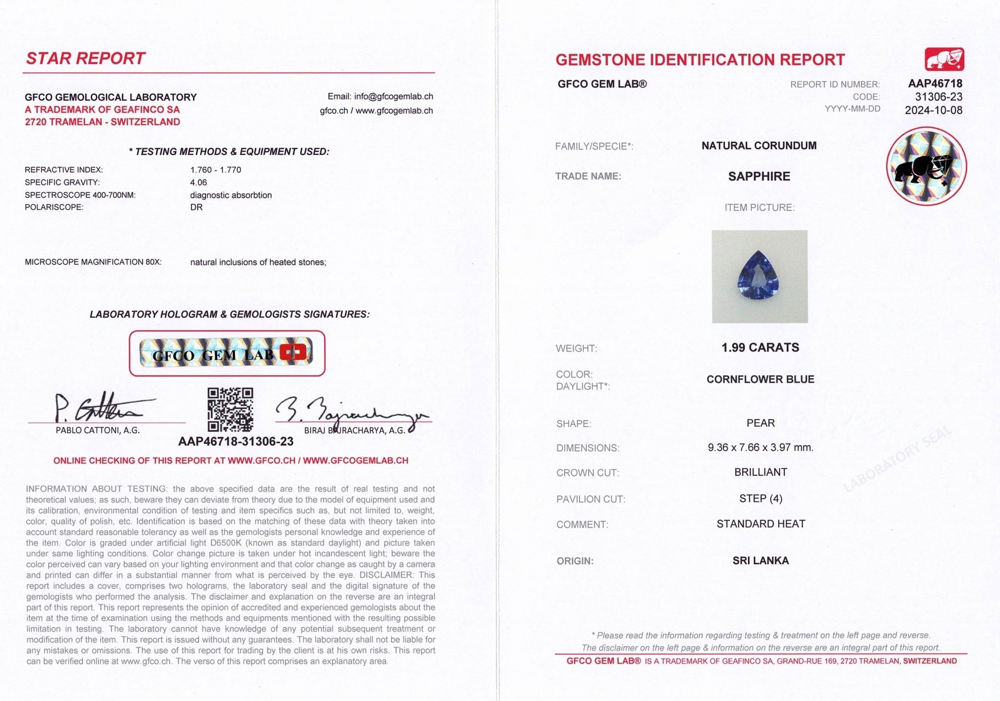 1.99ct Cornflower Blue Sapphire - The Sapphire Merchant