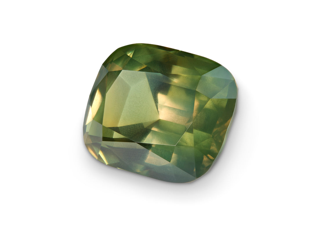 10.15ct Olive Green Australian Sapphire Cushion Cut No Heat