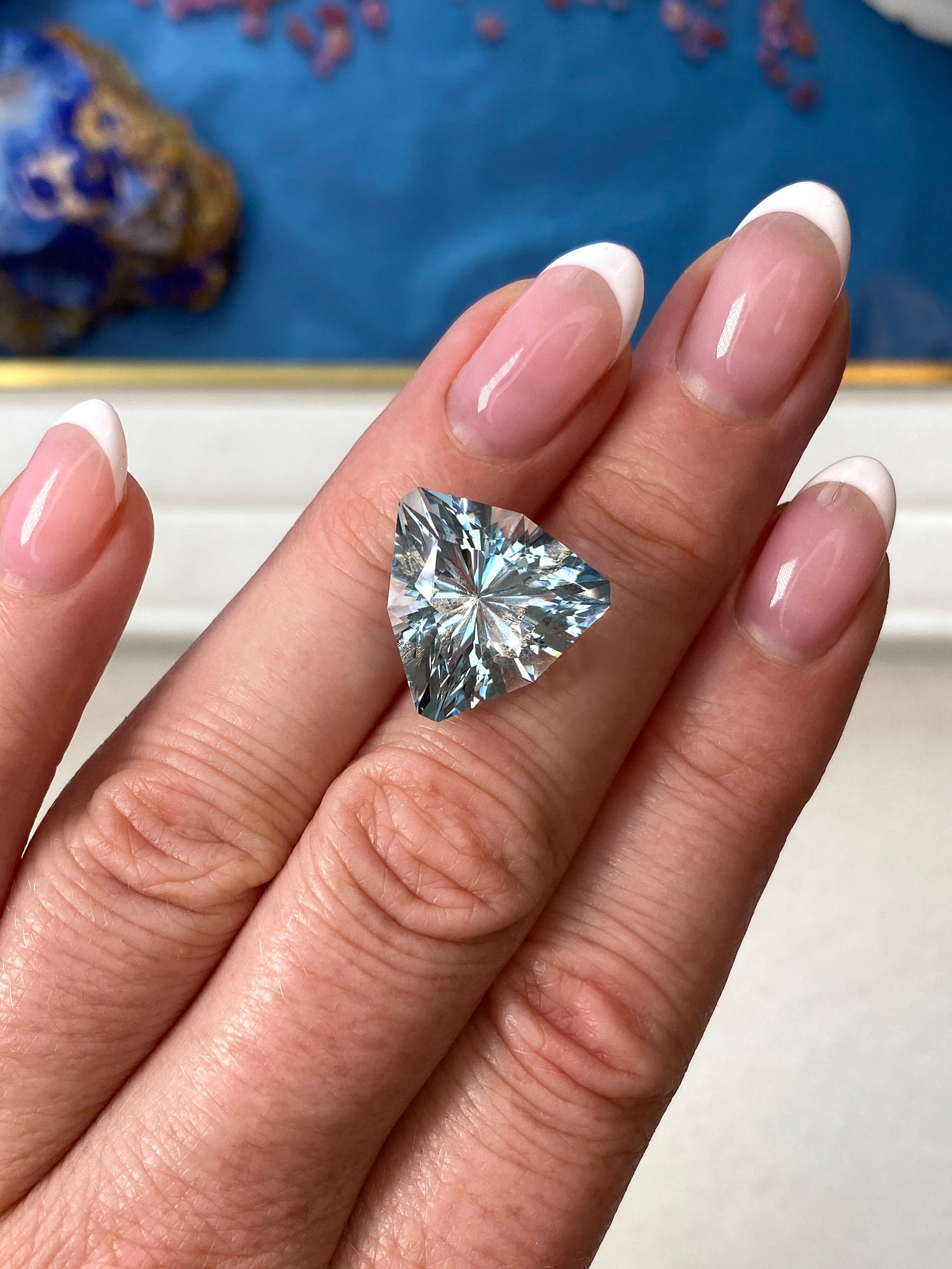 10.87ct Aquamarine Trillion Cut by Justina De Vries 