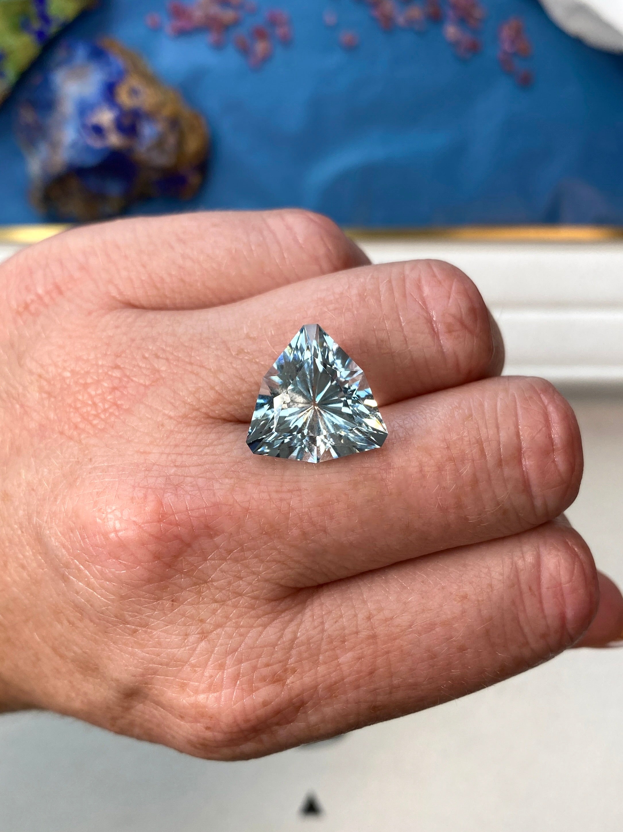 10.87ct Aquamarine Trillion Cut by Justina De Vries 