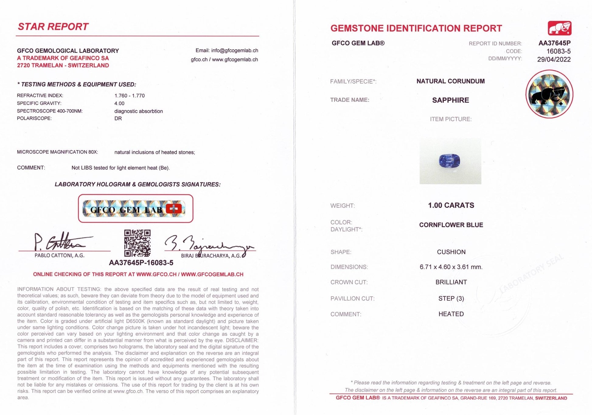 1.00ct Cornflower Blue Sapphire - The Sapphire Merchant