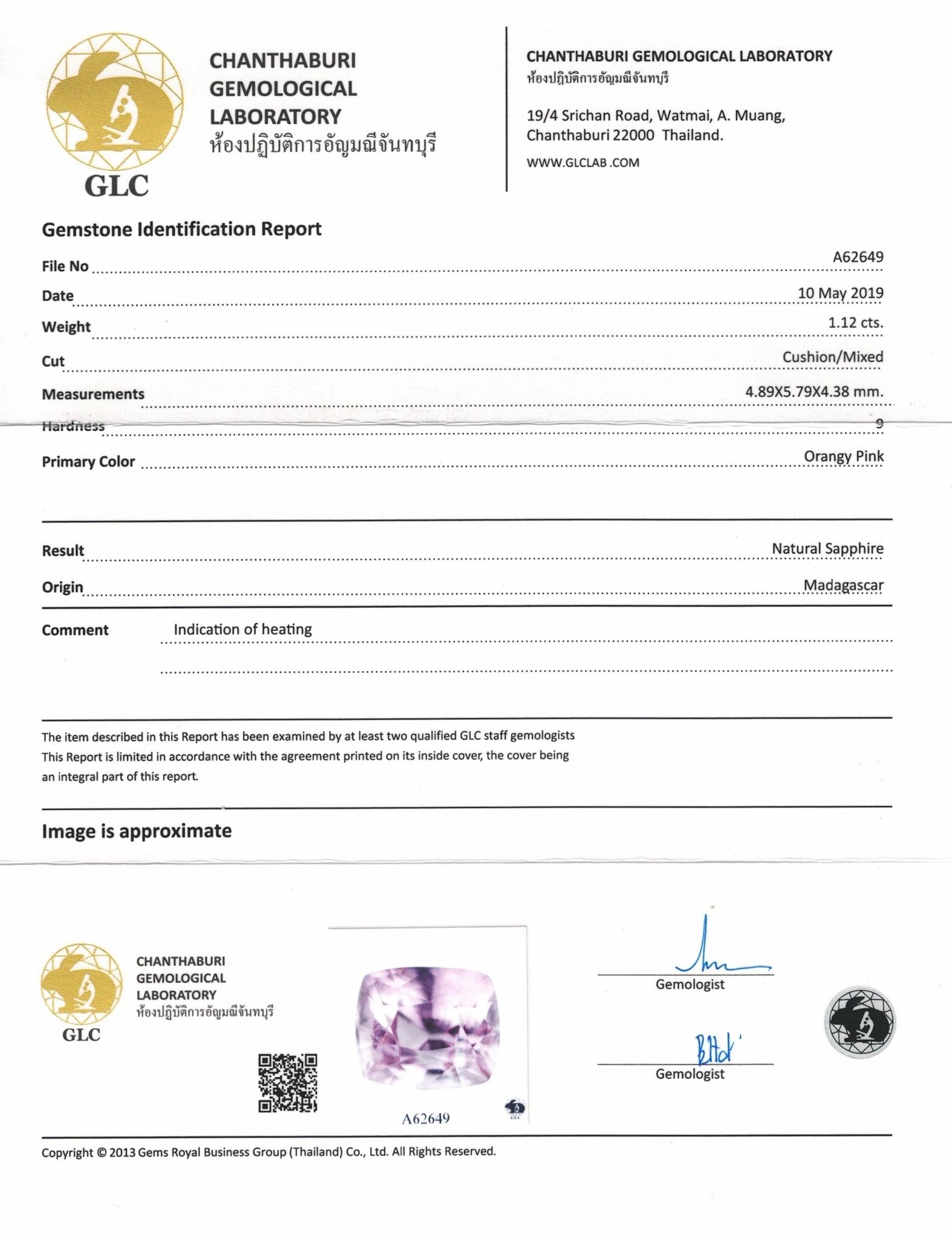 1.12ct Peach Sapphire - The Sapphire Merchant