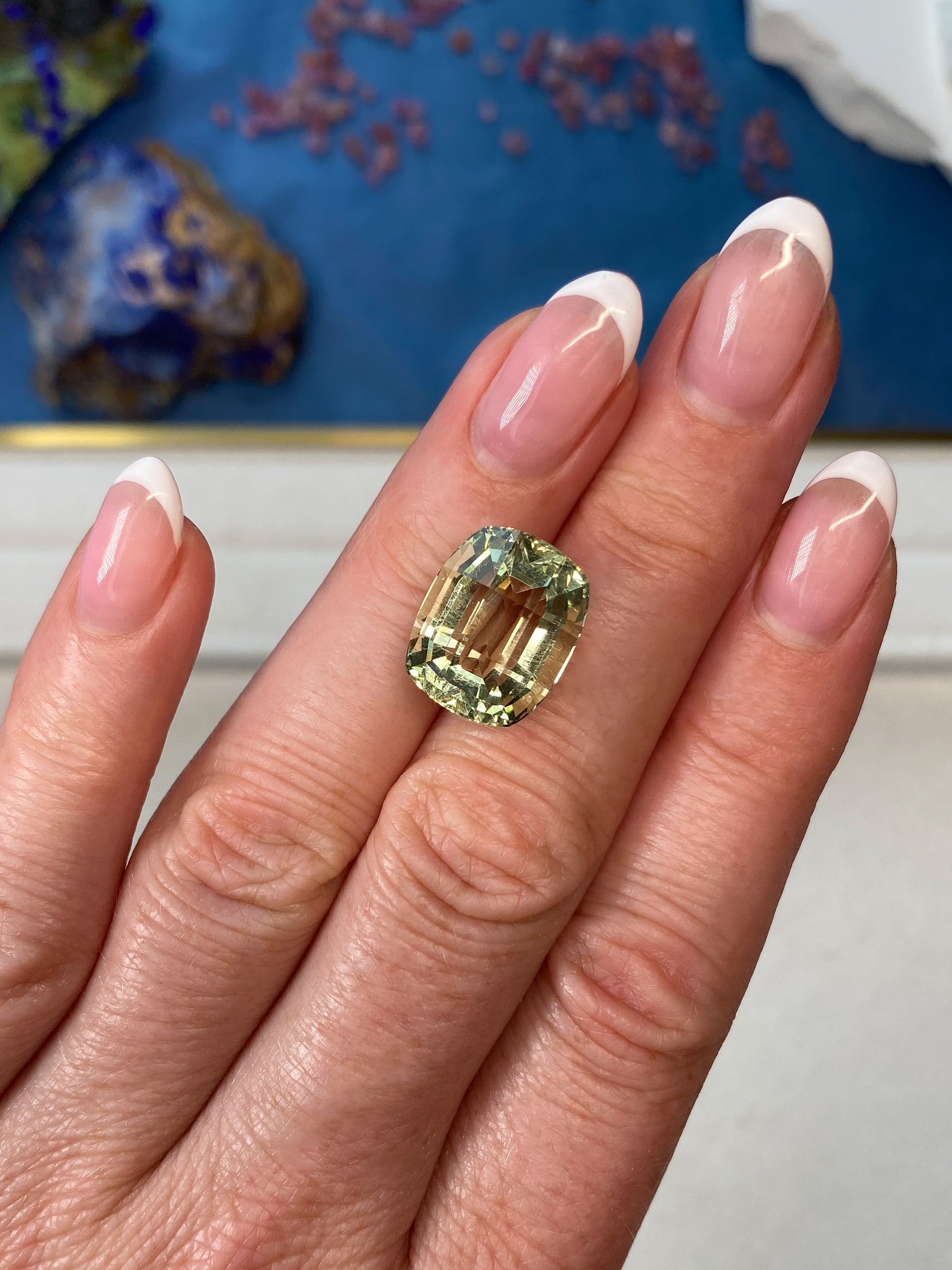 12.06ct Green Beryl on Hand