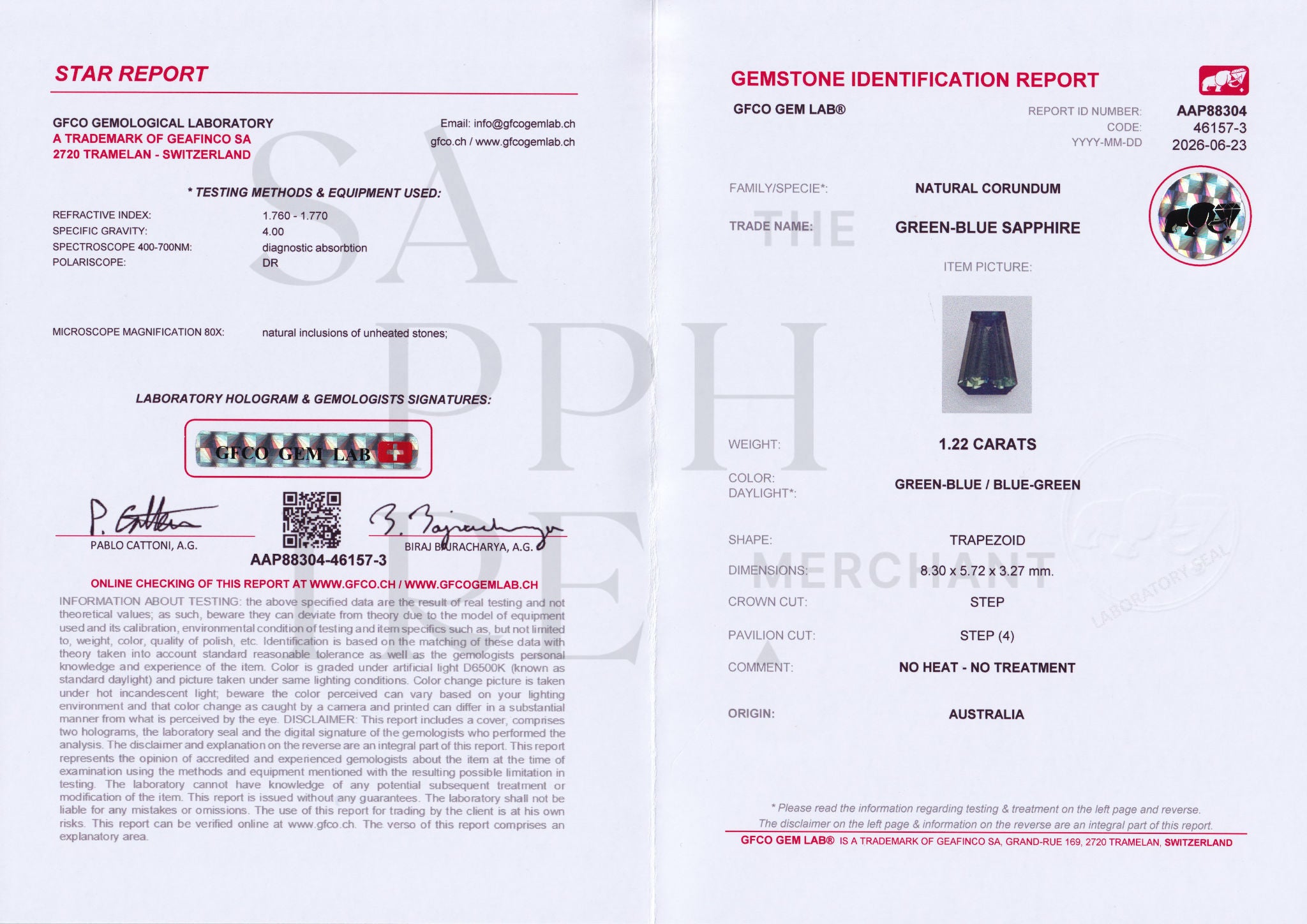 1.40ct Australian Sapphire Unheated
