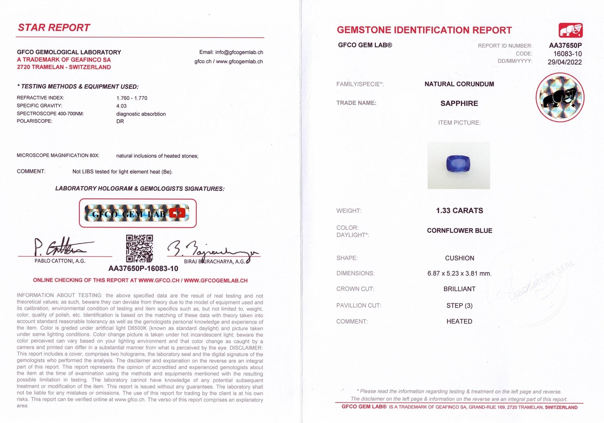 1.33ct Smokey Blue Sapphire - The Sapphire Merchant