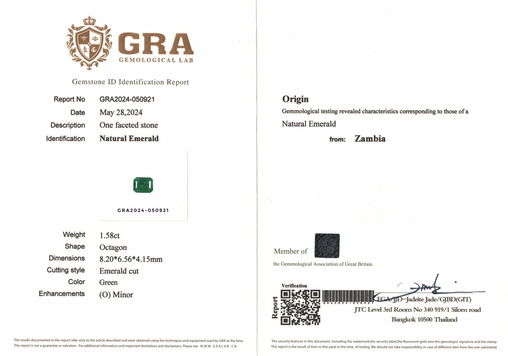 1.58ct Zambian Emerald - The Sapphire Merchant
