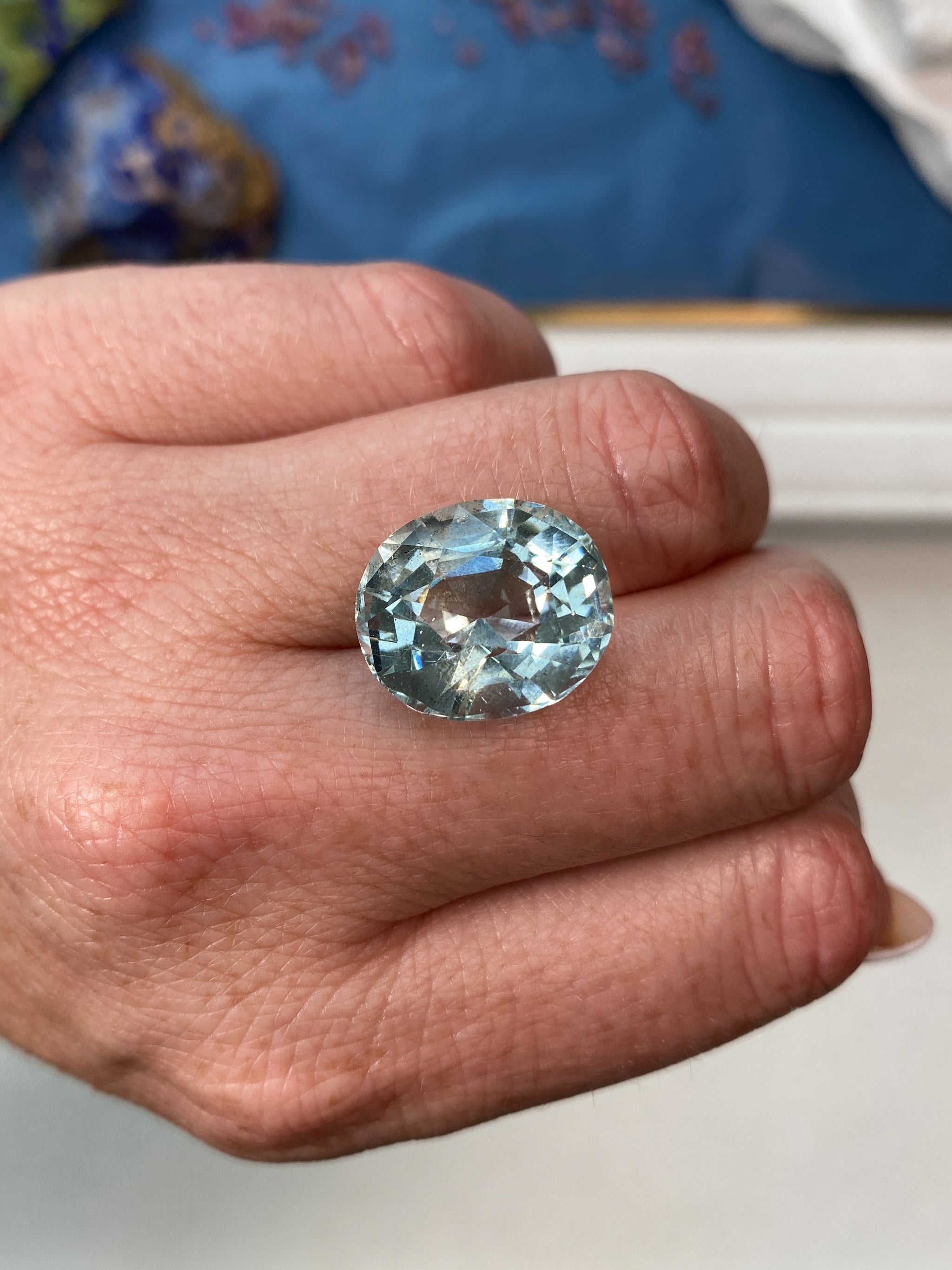 16.22ct Aquamarine Oval Cut on Hand