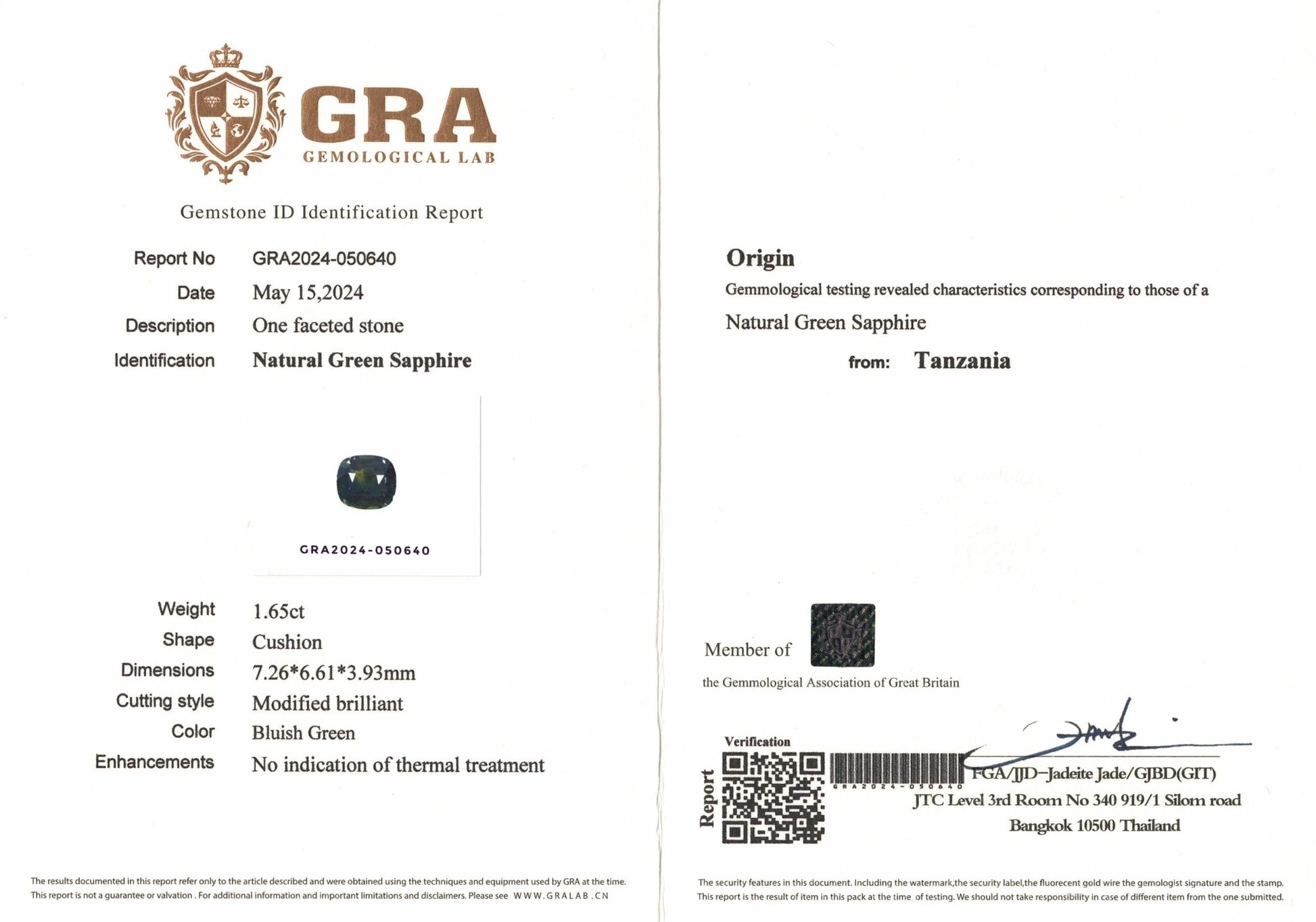 1.65ct Teal Green Sapphire - The Sapphire Merchant
