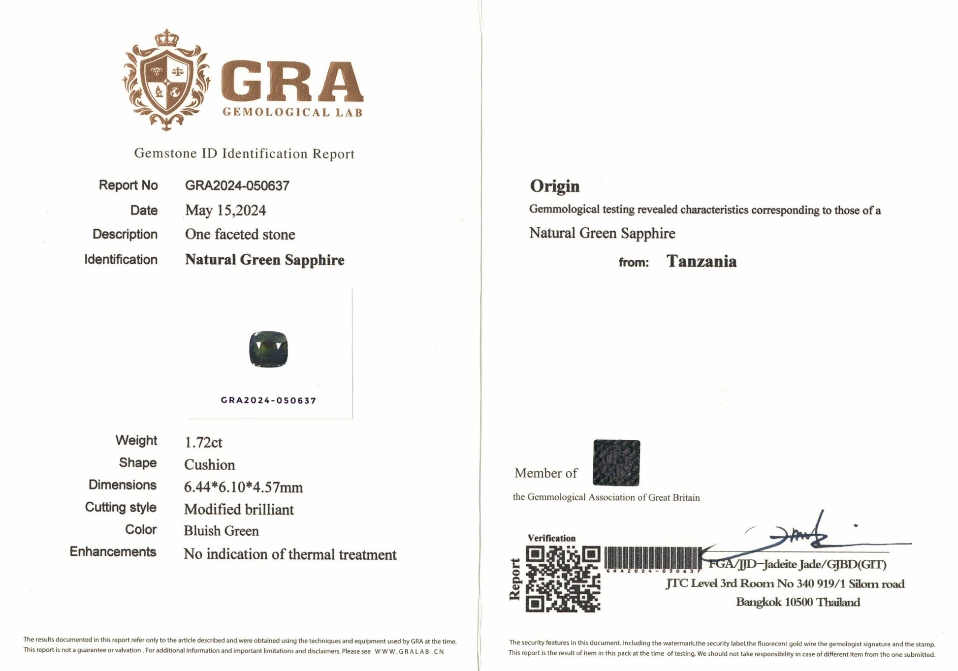 1.72ct Teal Green Sapphire - The Sapphire Merchant