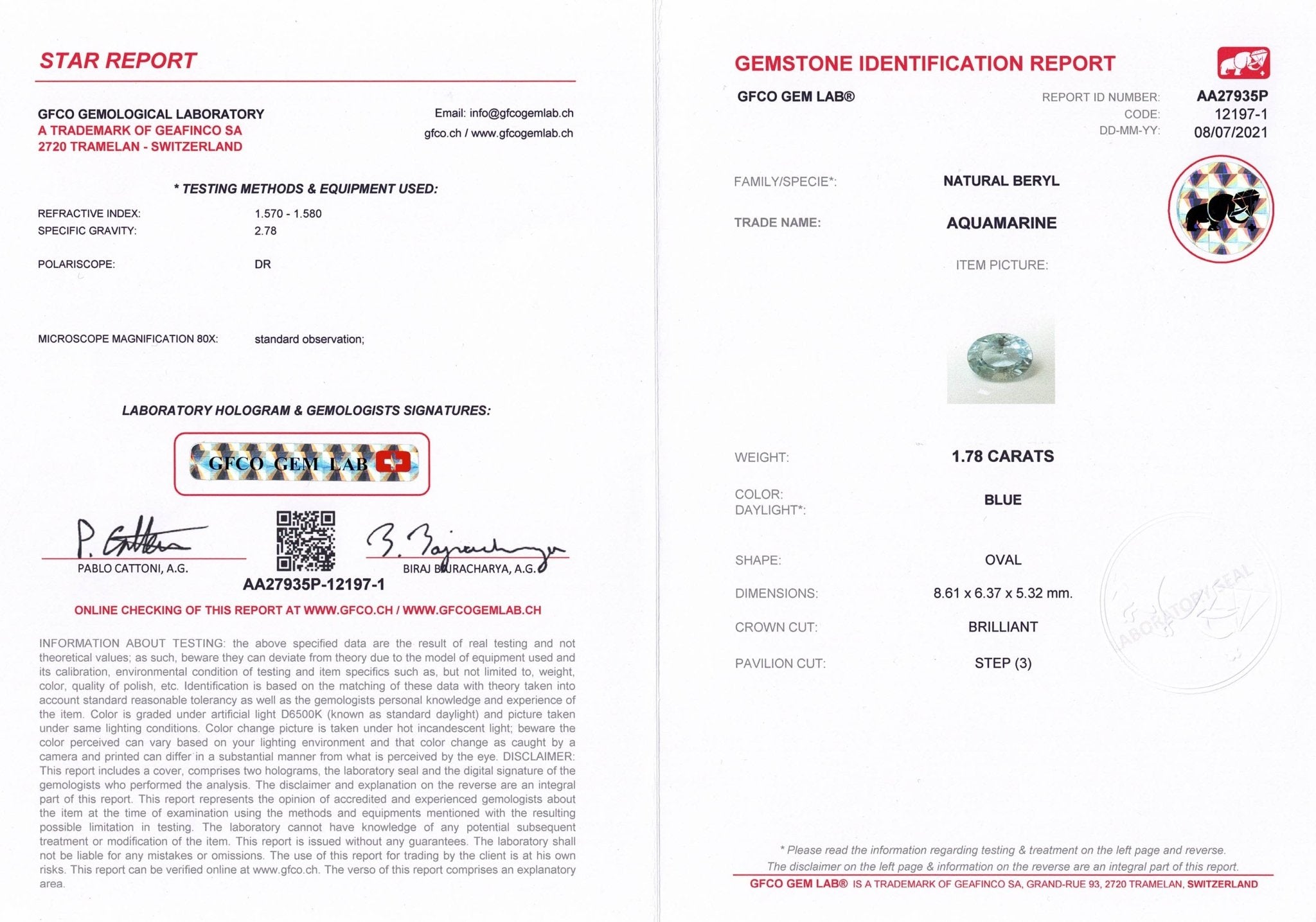 1.78ct Aquamarine - The Sapphire Merchant