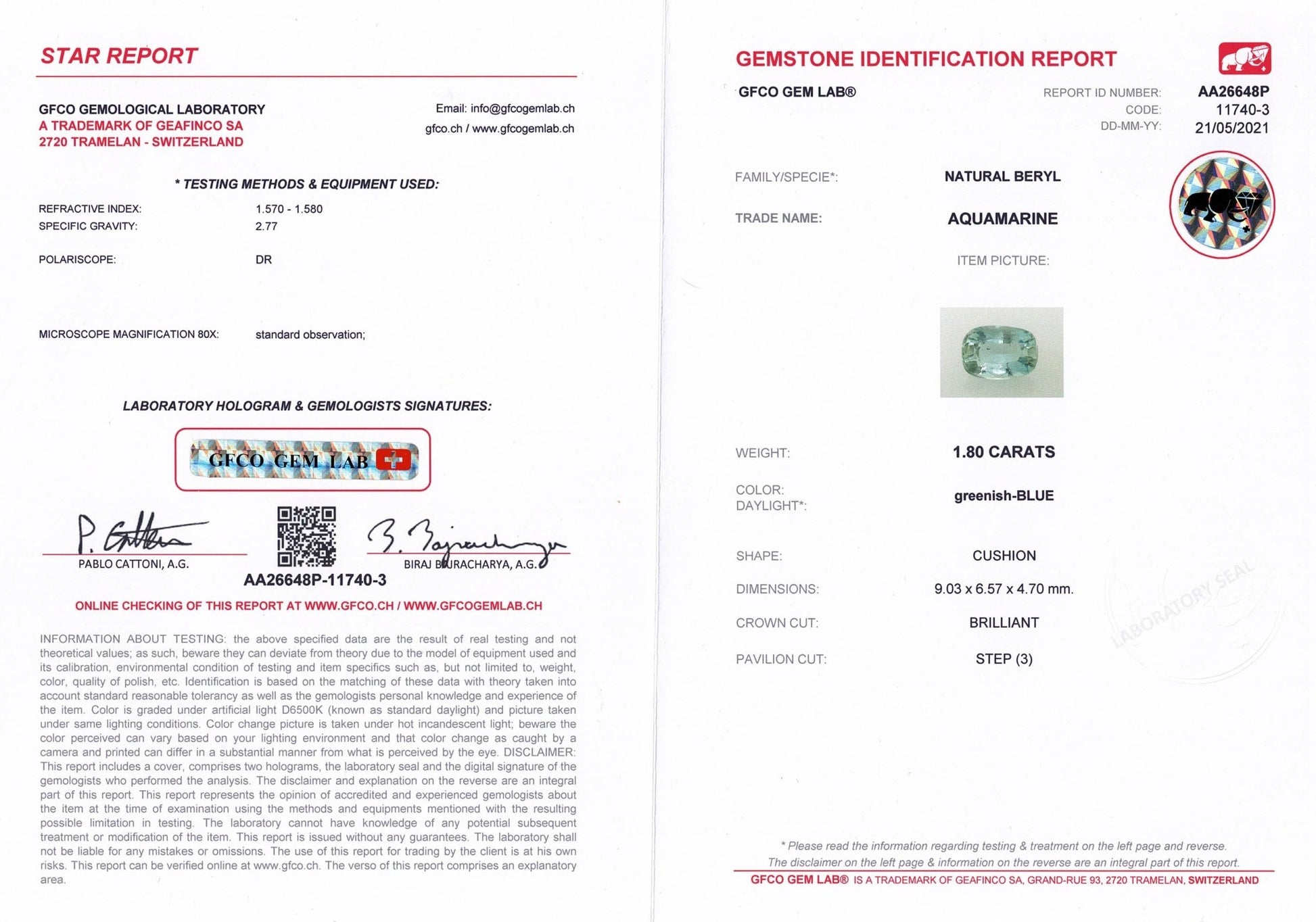 1.80ct Aquamarine - The Sapphire Merchant