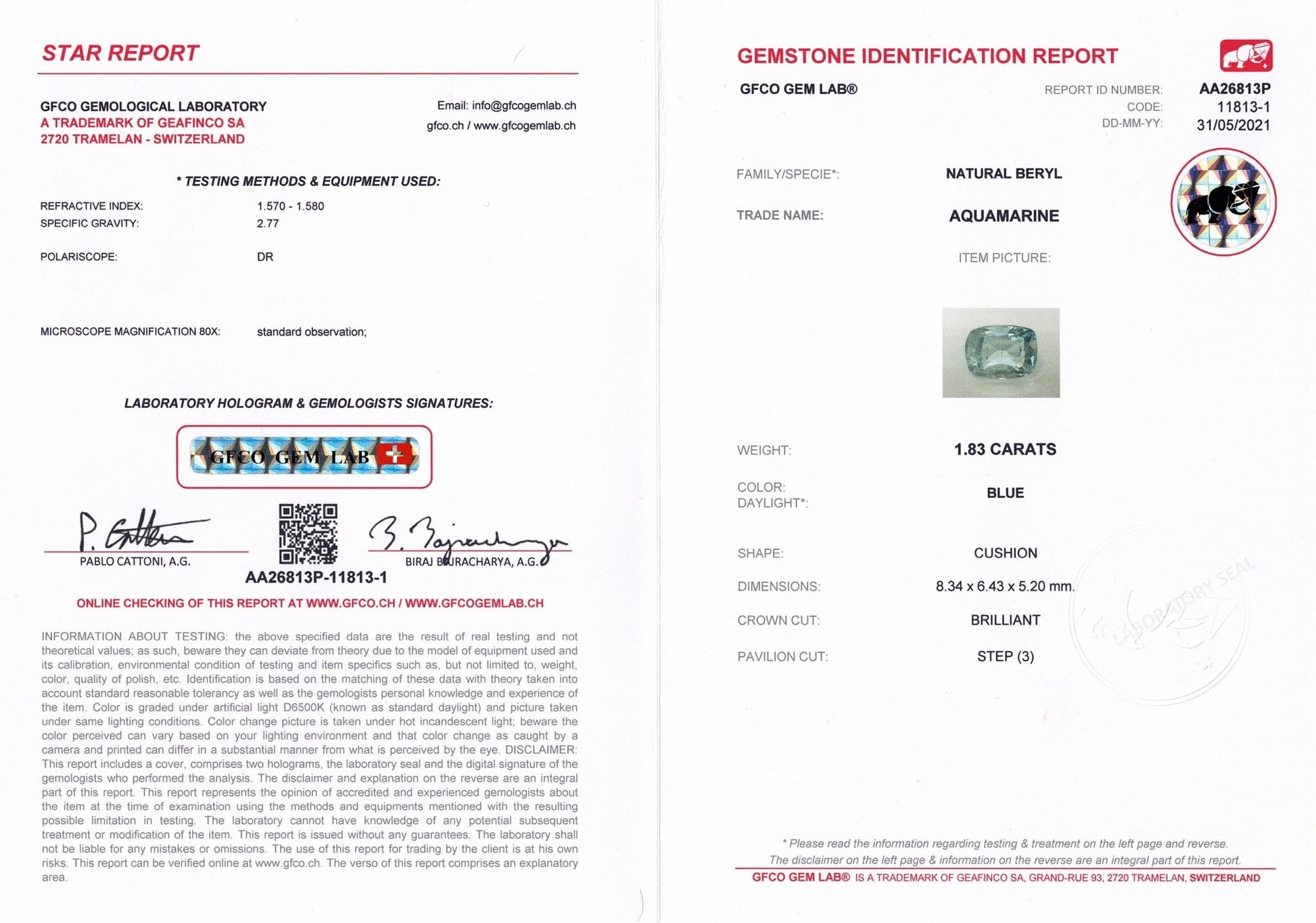 1.83ct Aquamarine - The Sapphire Merchant