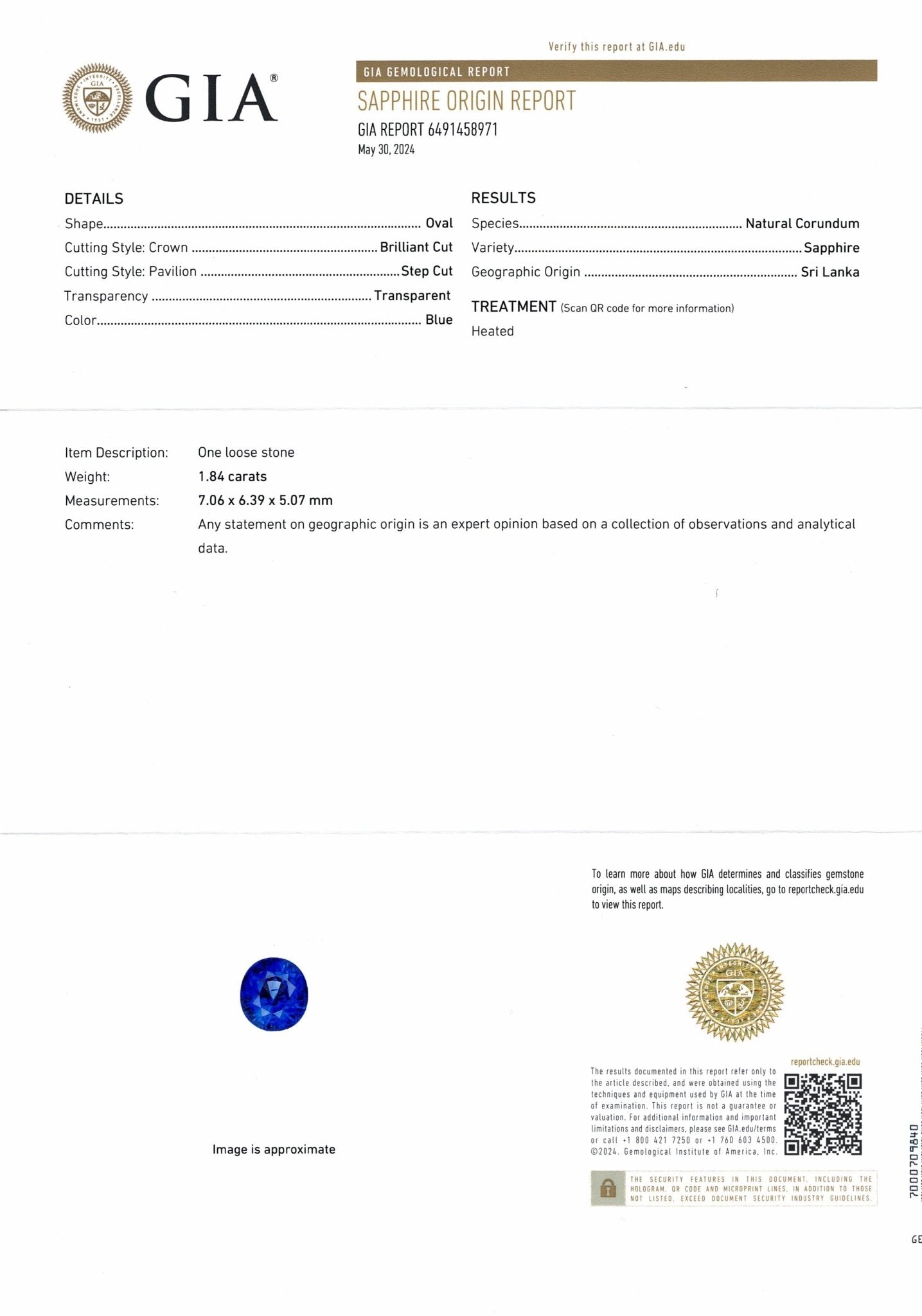 1.84ct Vivid Blue Sapphire - The Sapphire Merchant