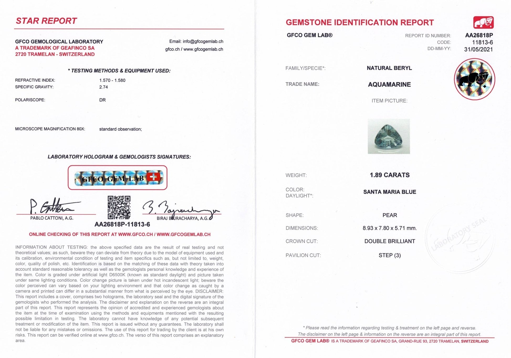 1.89ct Santa Maria Aquamarine - The Sapphire Merchant