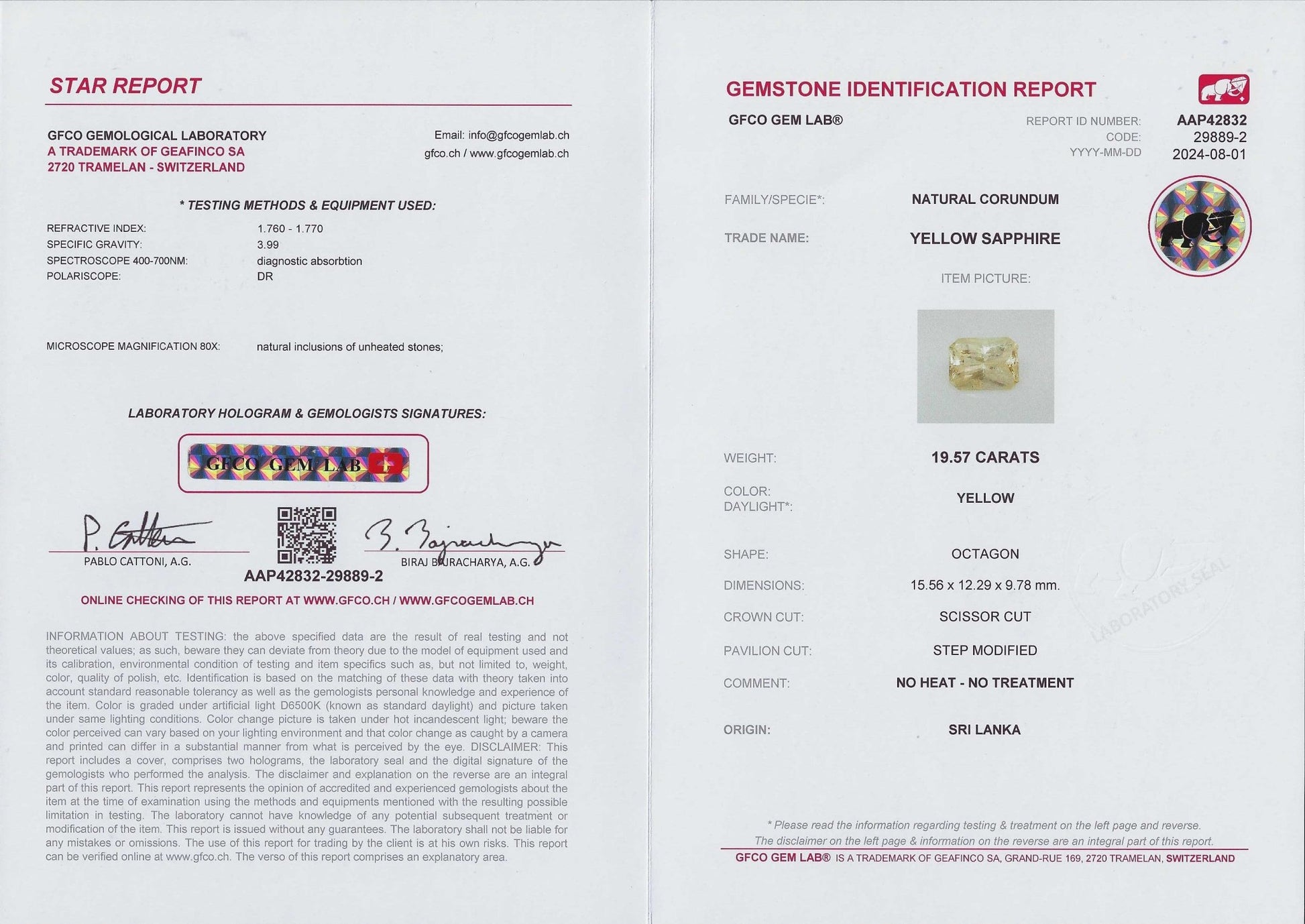 19.57ct Yellow Sapphire - The Sapphire Merchant