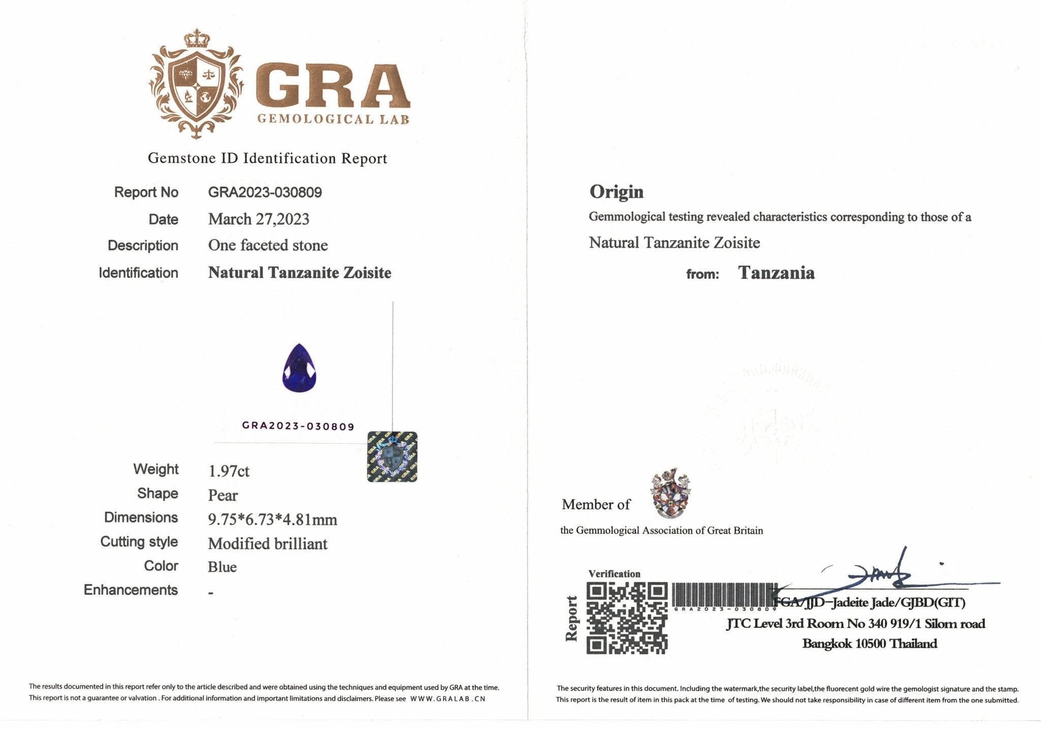 1.97ct Tanzanite Zoisite - The Sapphire Merchant