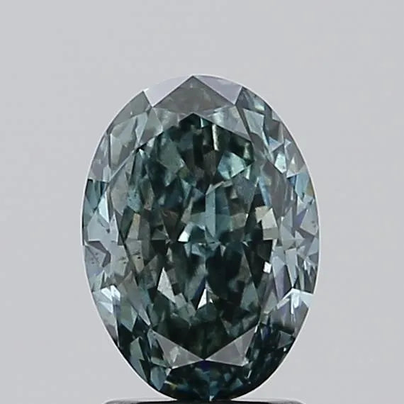2.00ct Oval Lab Grown Diamond (Colour Fancy Vivid Blueish Green, Clarity SI1, IGI Certified)