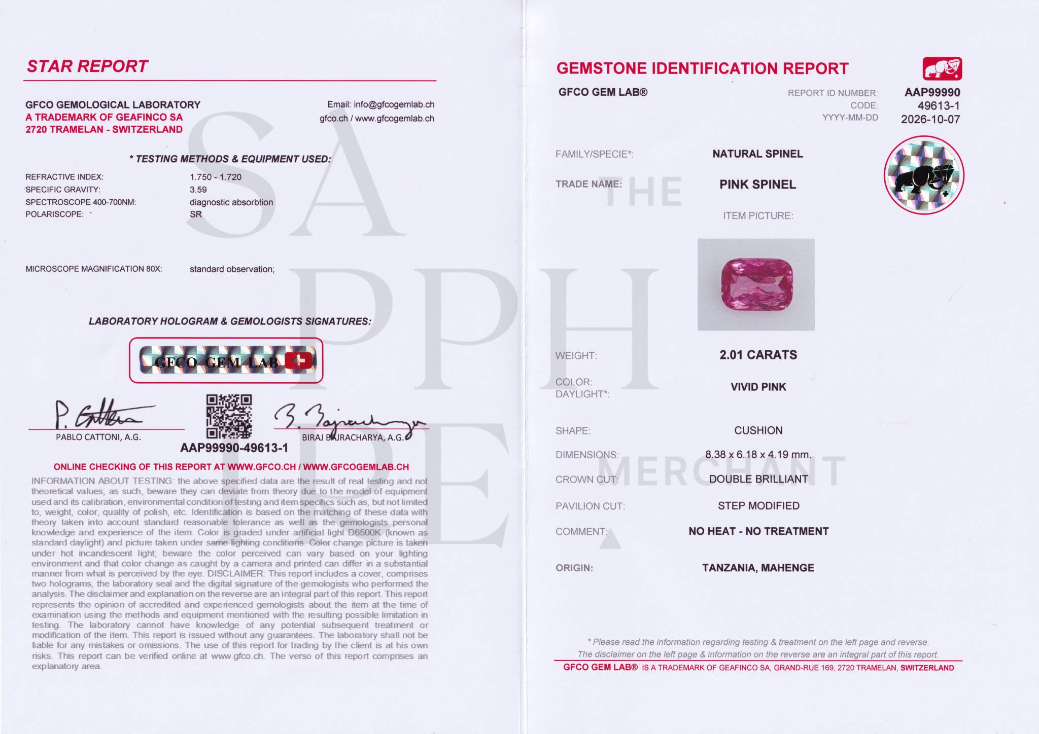 2.01ct Pink Mahenge Spinel