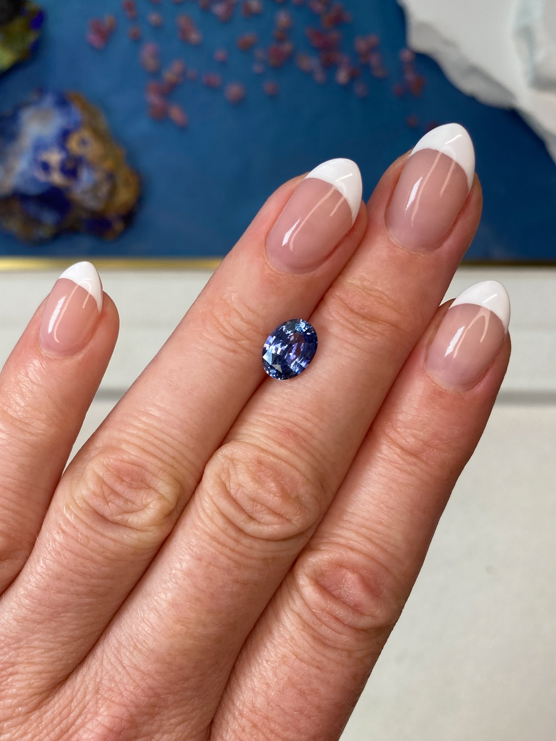 2.03ct Cornflower Blue Sapphire Oval Cut On Hand