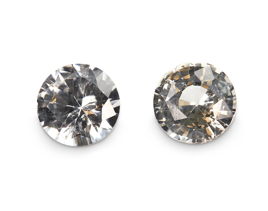 2.06ct White Sapphire Pair - The Sapphire Merchant