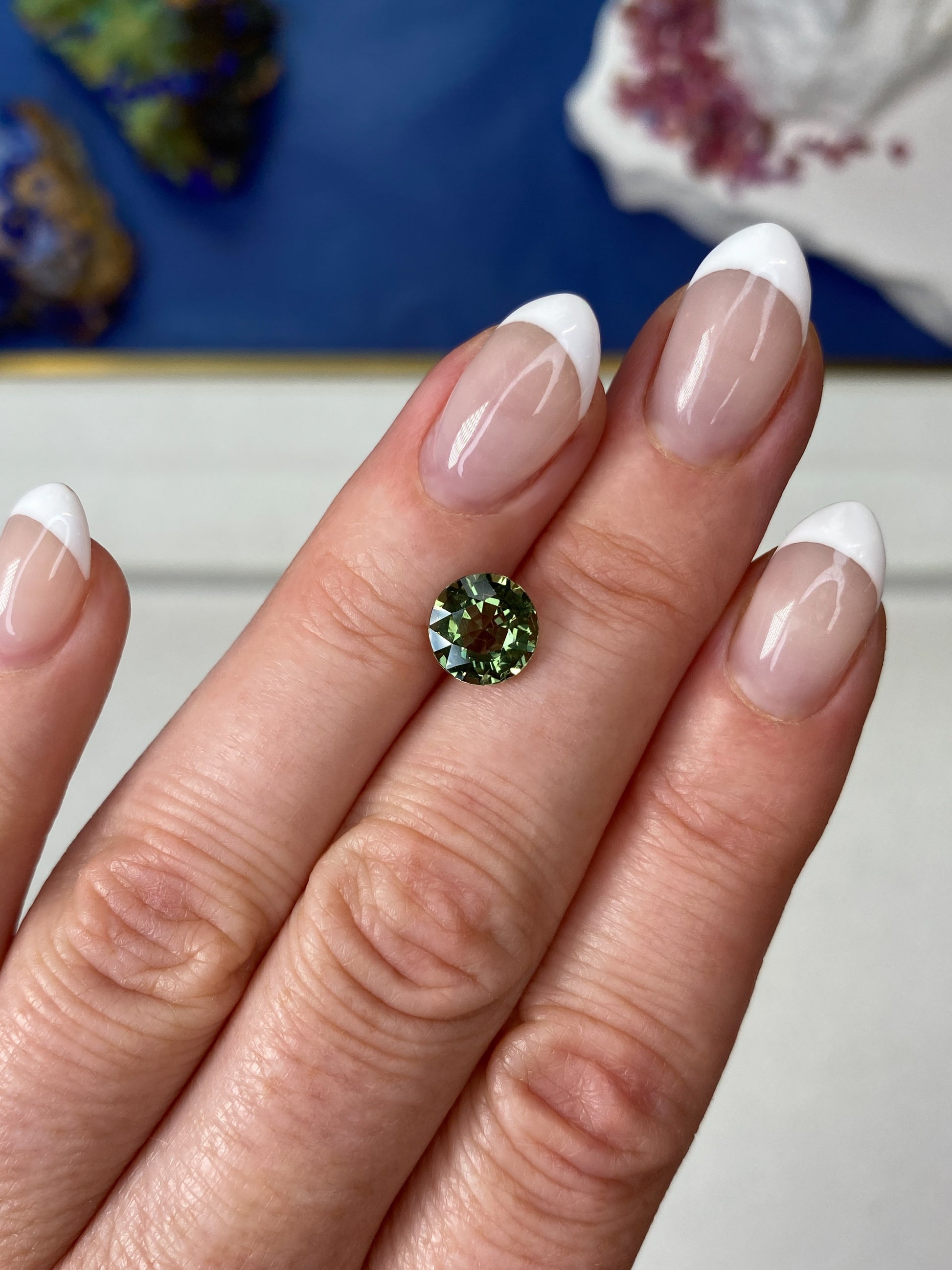 2.20ct Green Sapphire Round Brilliant
