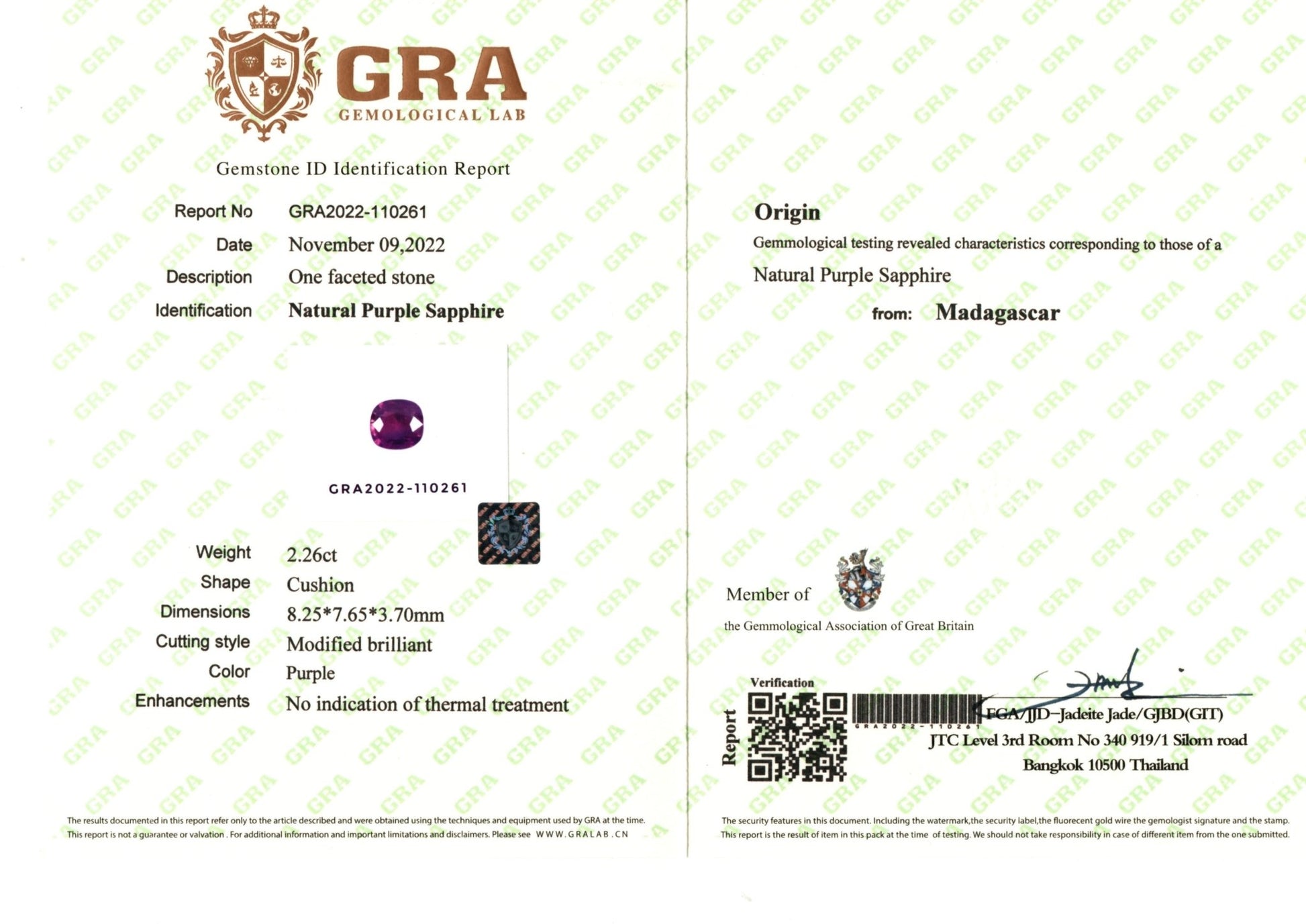 2.26ct Purple Sapphire - The Sapphire Merchant
