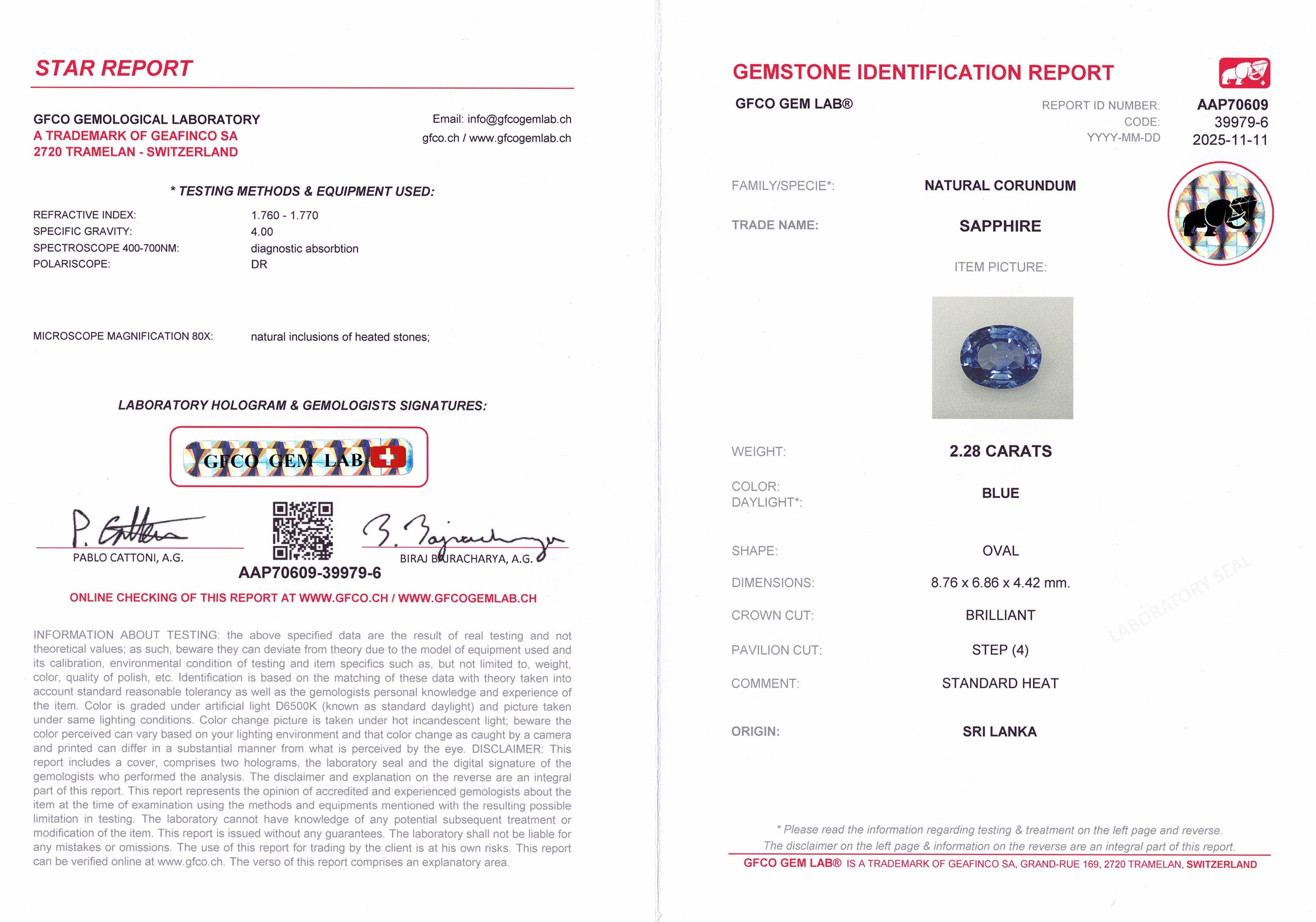 2.28ct Blue Sapphire Oval Cut Sri Lanka Origin