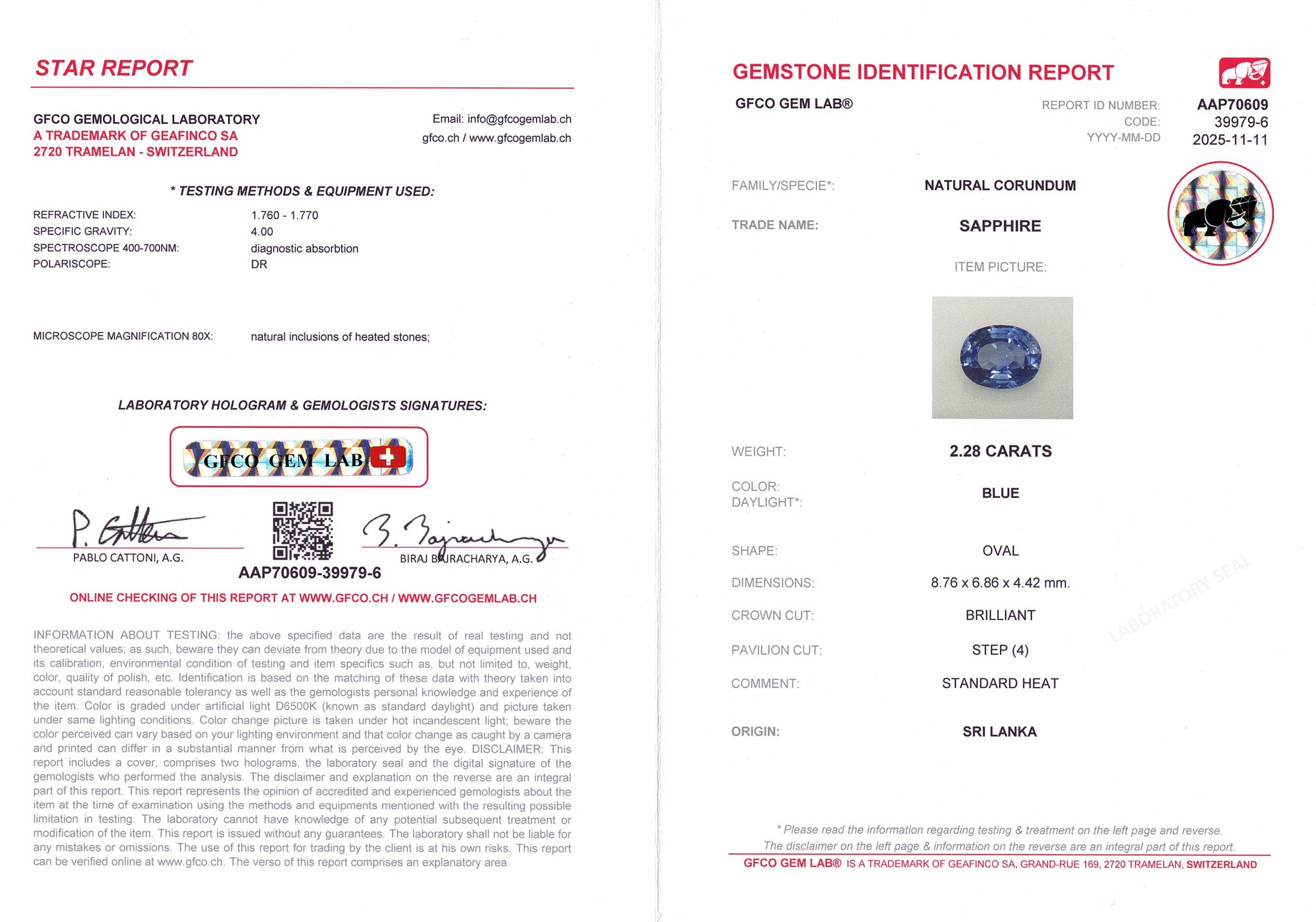 2.28ct Blue Sapphire Oval Cut Sri Lanka Origin