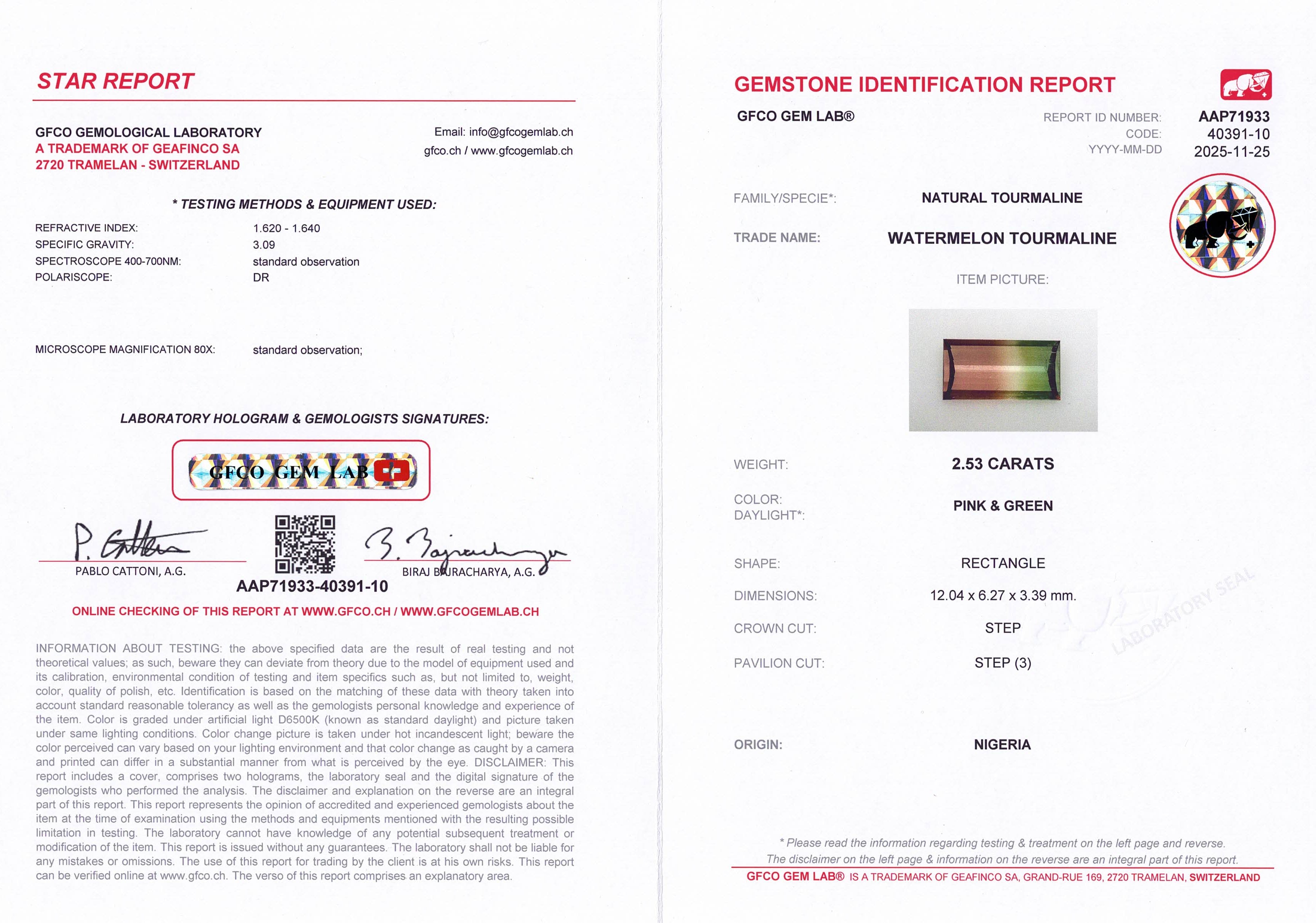 2.53ct Watermelon Tourmaline Baguette Cut