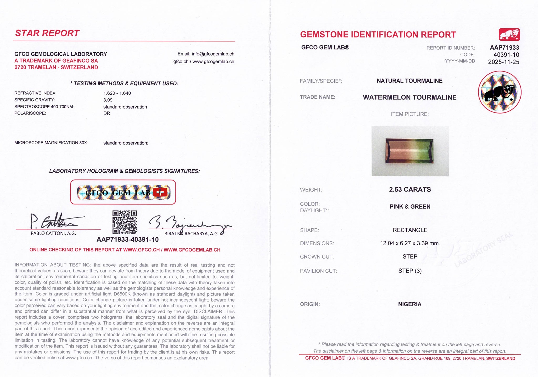 2.53ct Watermelon Tourmaline Baguette Cut