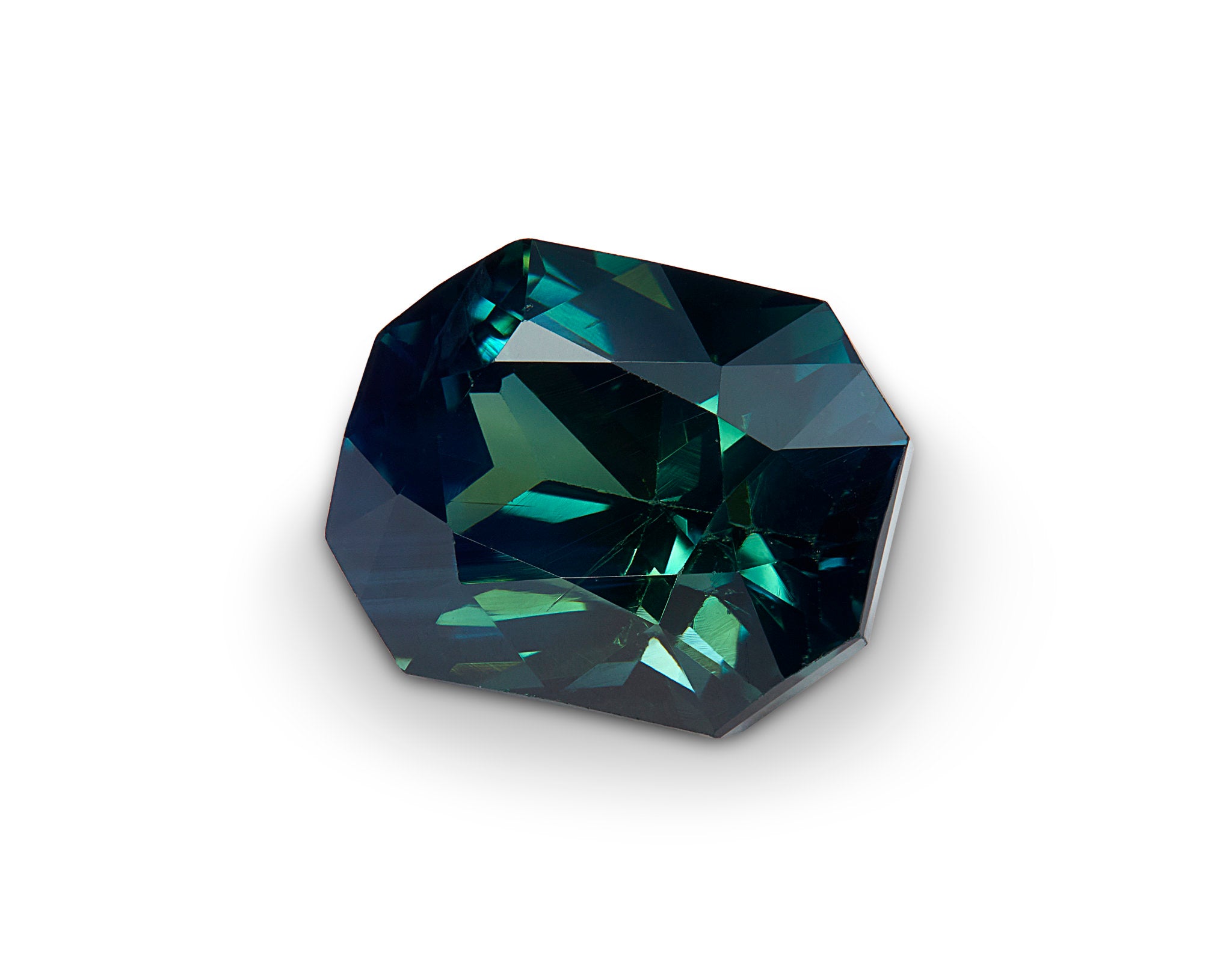 Faceted gemstone on a white background