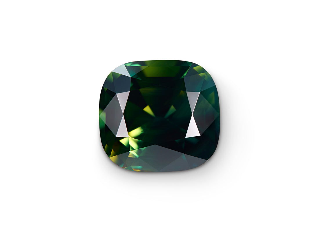 2.63ct Green Yellow Parti Sapphire Cushion Shape No Heat Australia Origin