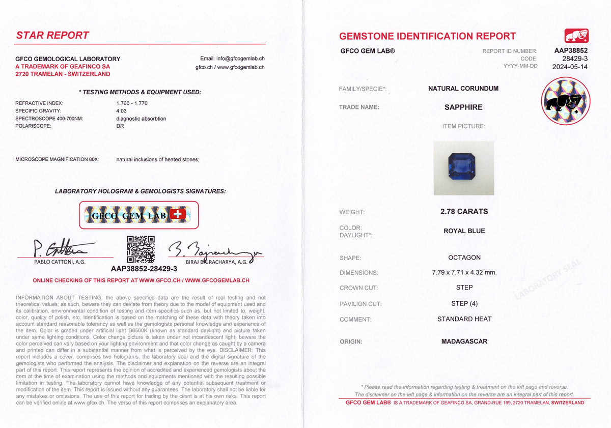 2.78ct Royal Blue Sapphire