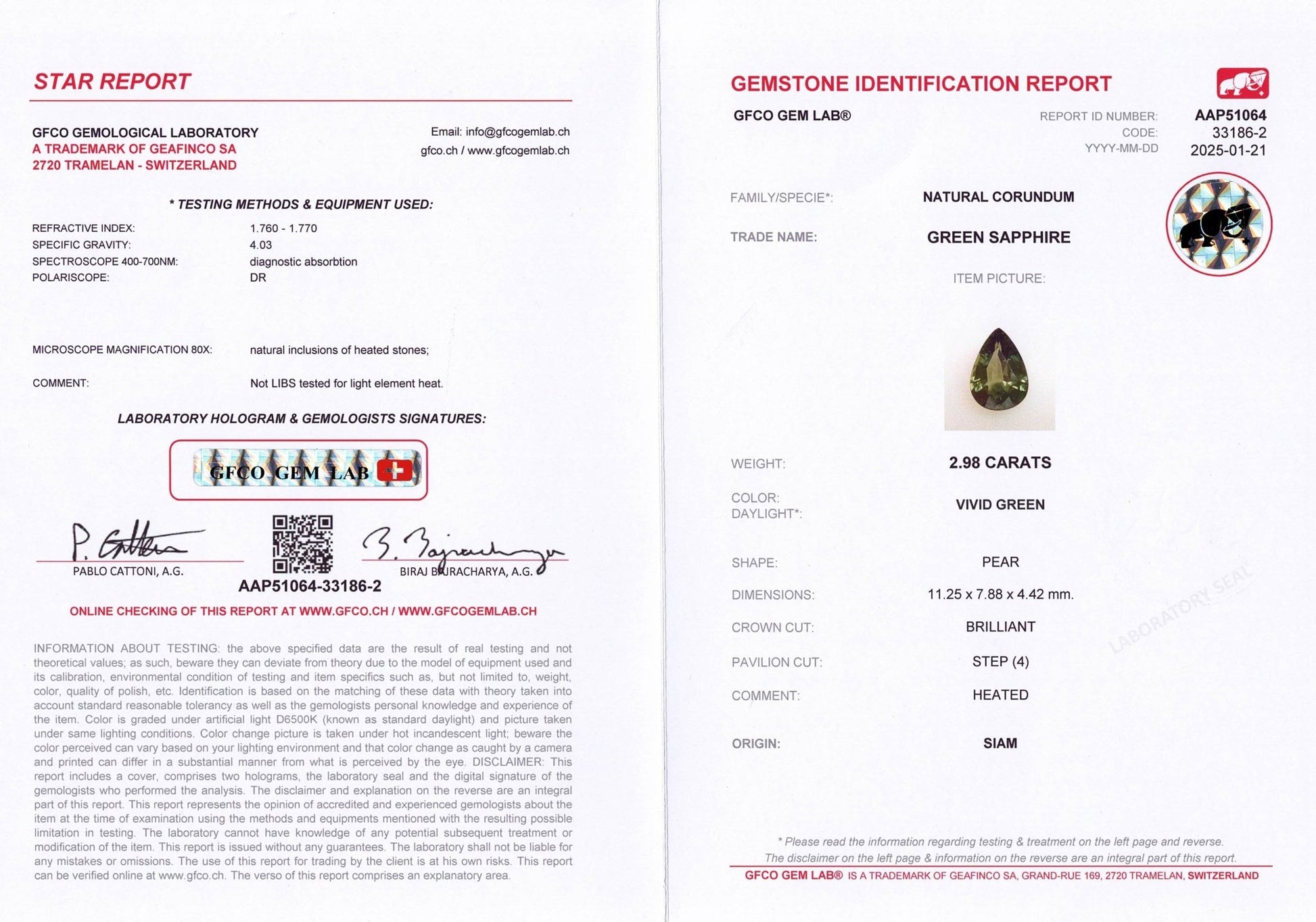 2.98ct Green Sapphire - The Sapphire Merchant