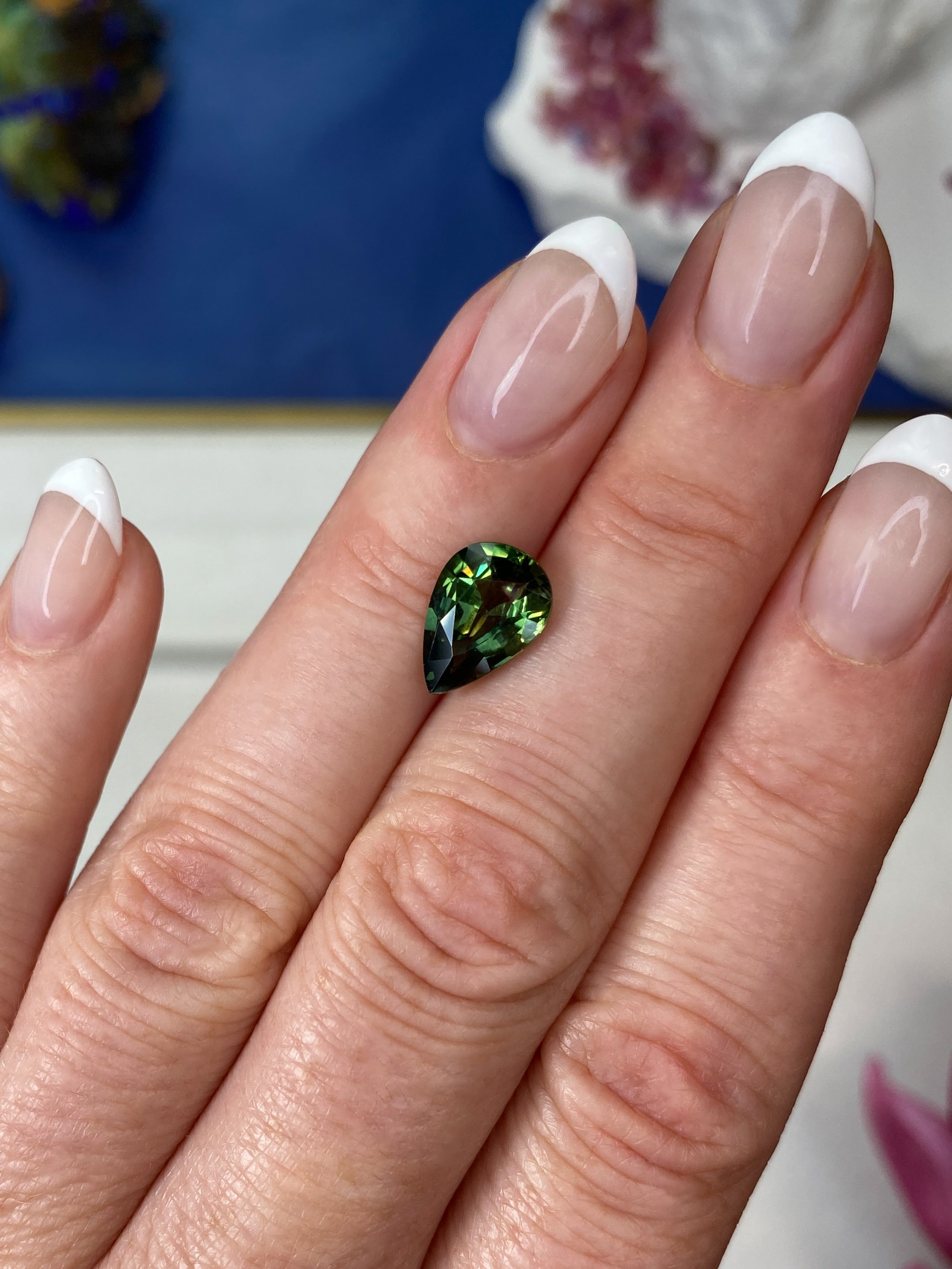 2.98ct Green Sapphire Pear Shape