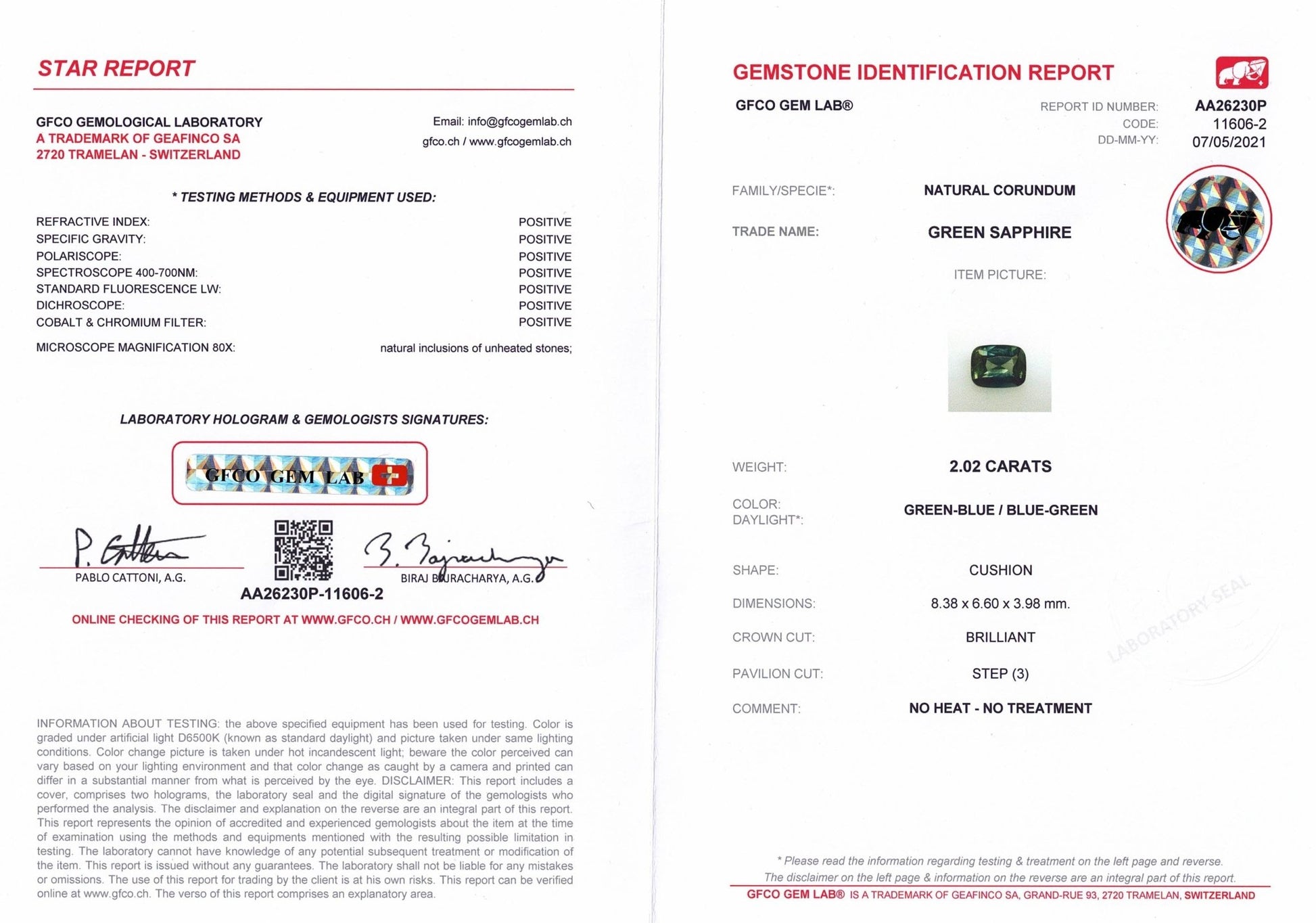 2.02ct Teal Green Sapphire - The Sapphire Merchant