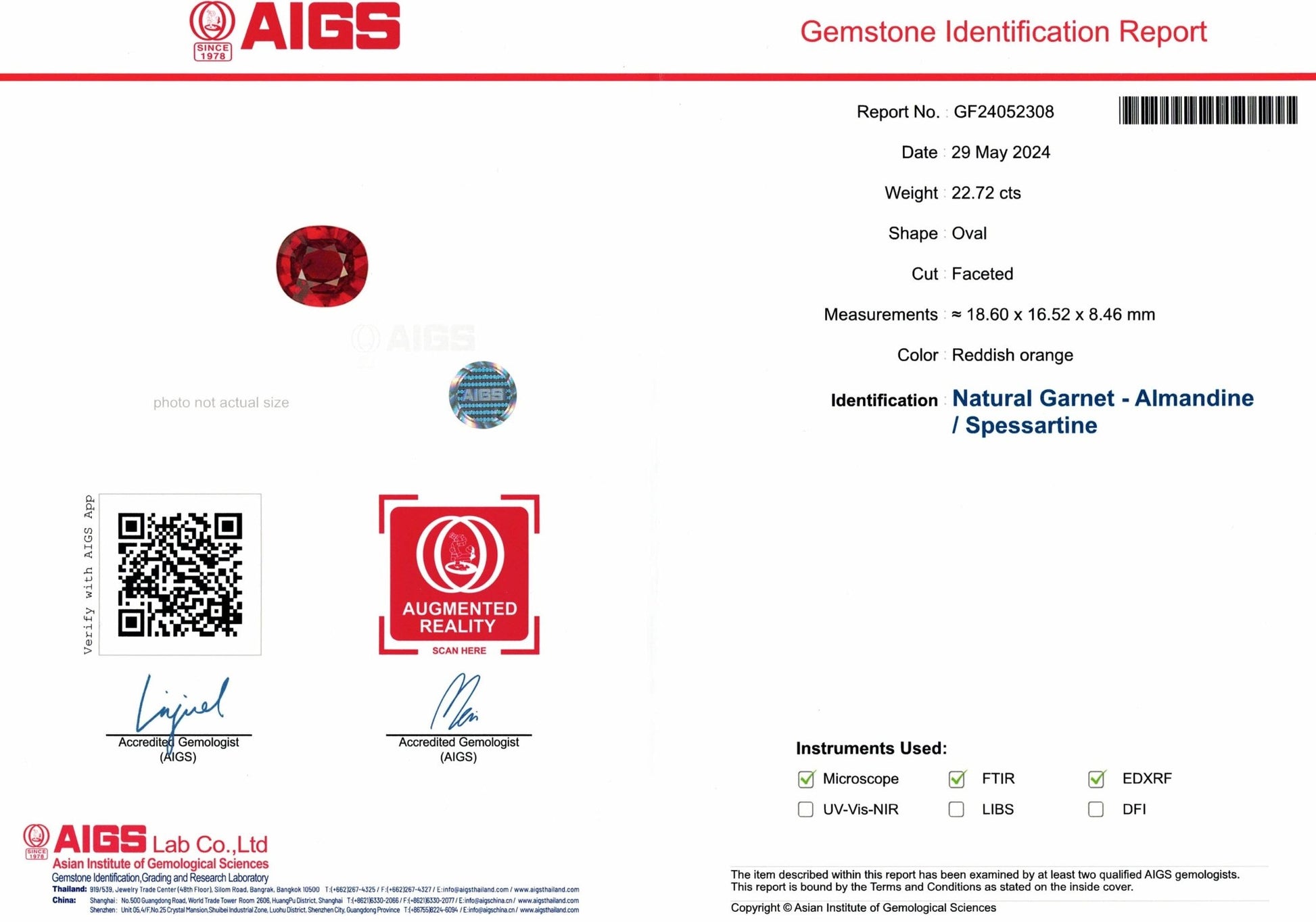 22.72ct Spessartite Garnet - The Sapphire Merchant