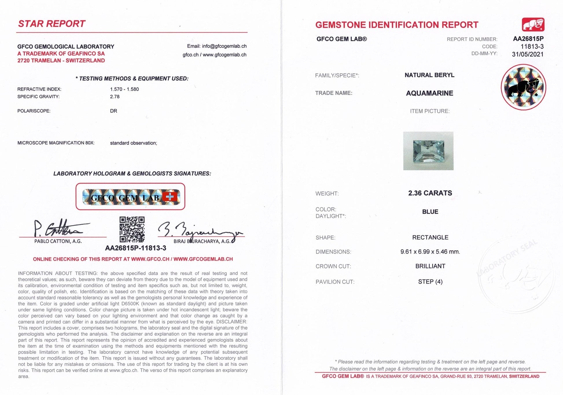 2.36ct Aquamarine - The Sapphire Merchant