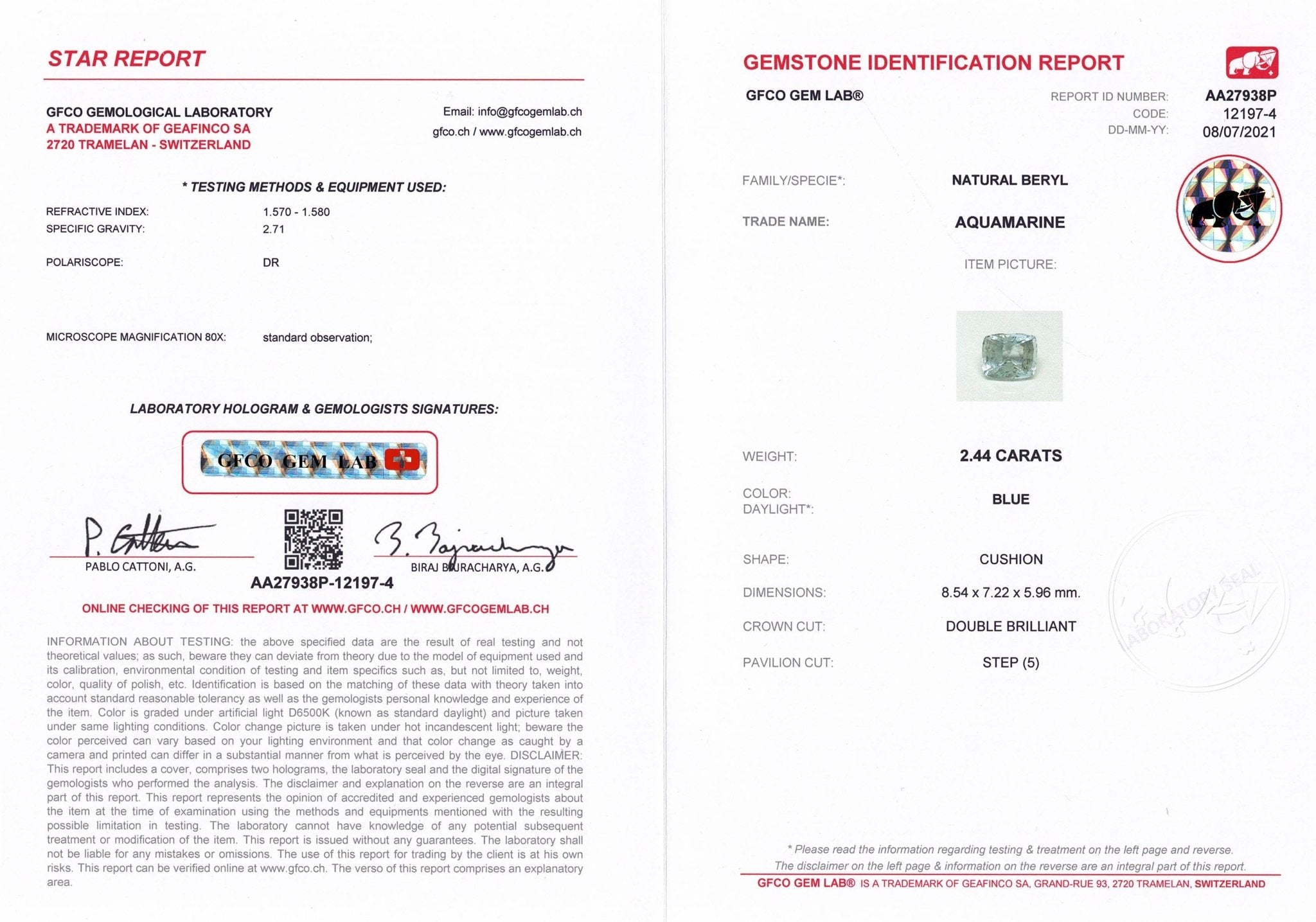 2.44ct Aquamarine - The Sapphire Merchant
