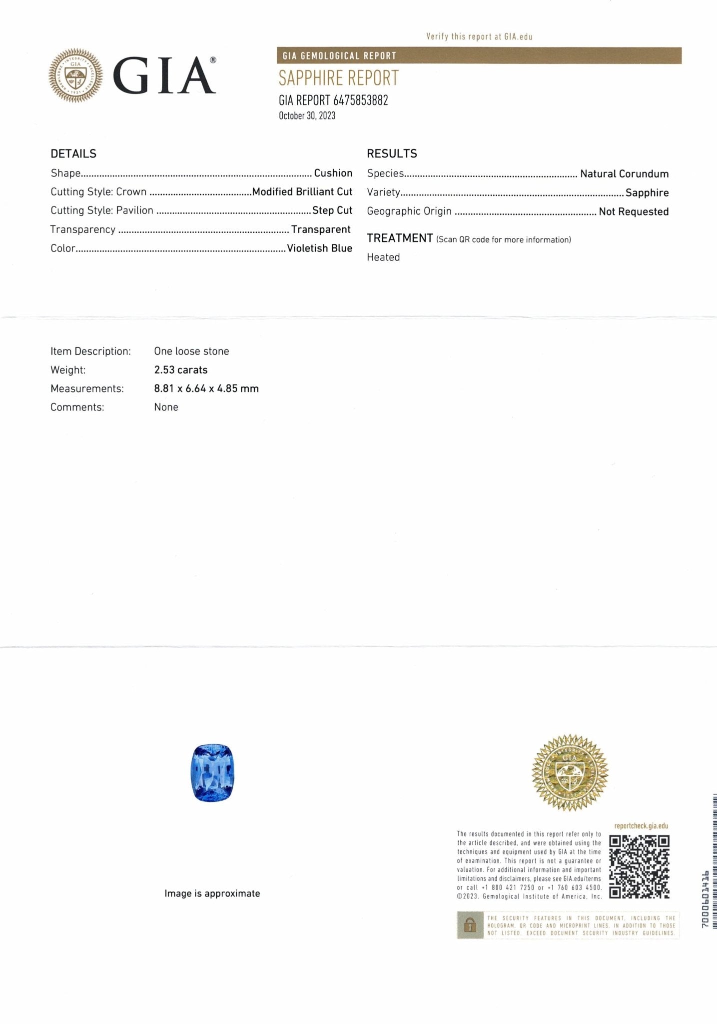 2.53ct Cornflower Blue Sapphire - The Sapphire Merchant