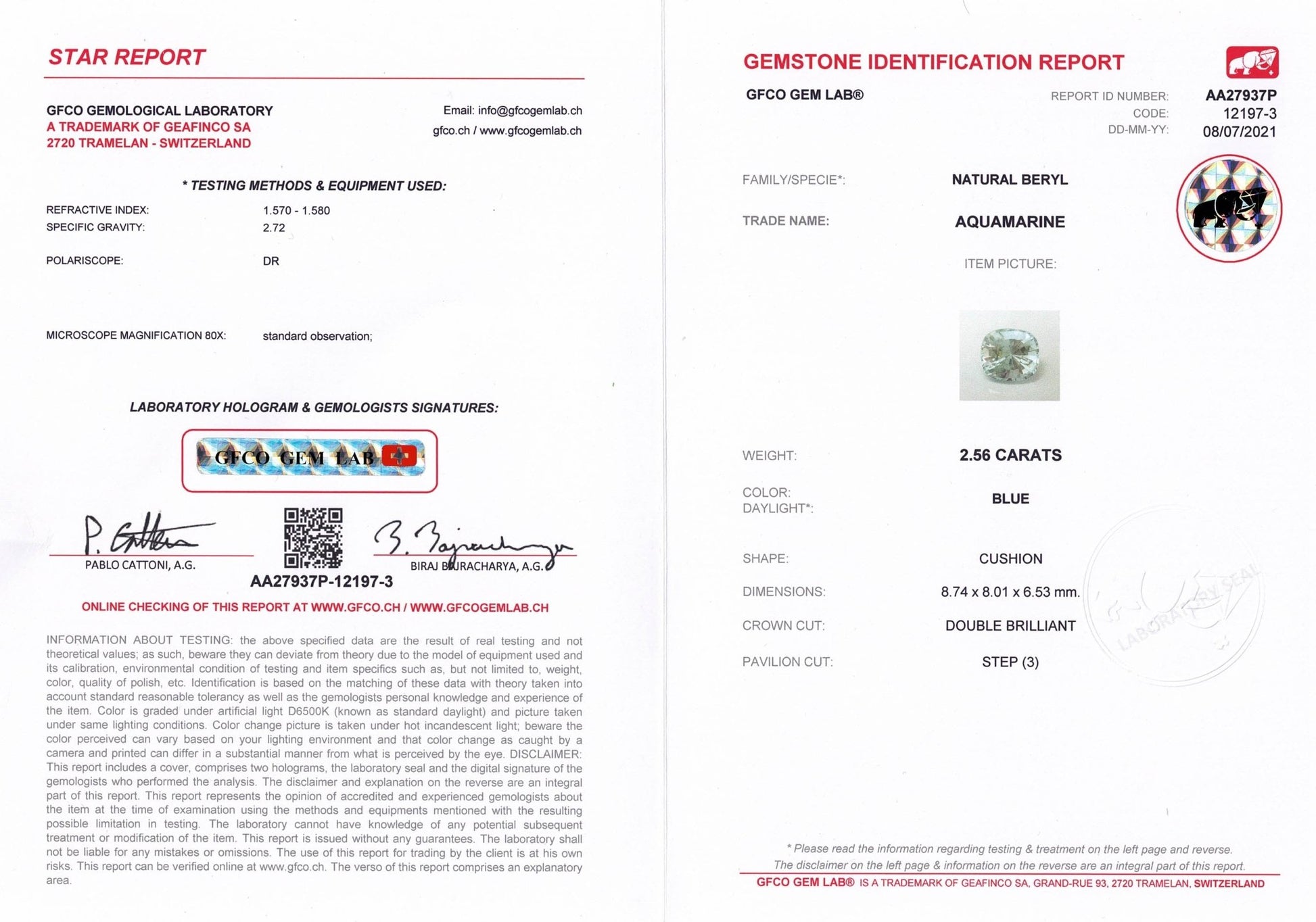 2.56ct Aquamarine - The Sapphire Merchant