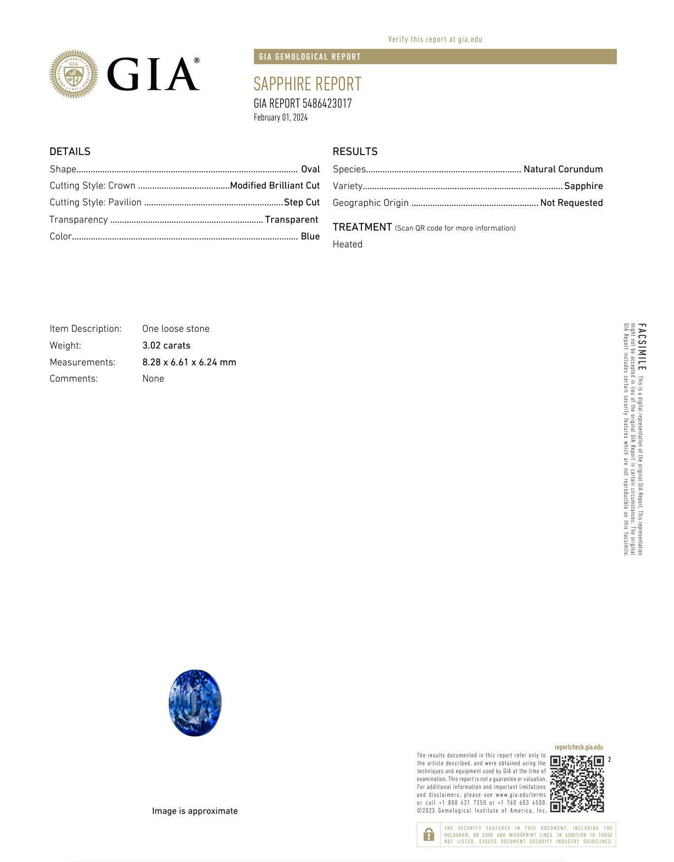 3.02ct Blue Sapphire - The Sapphire Merchant