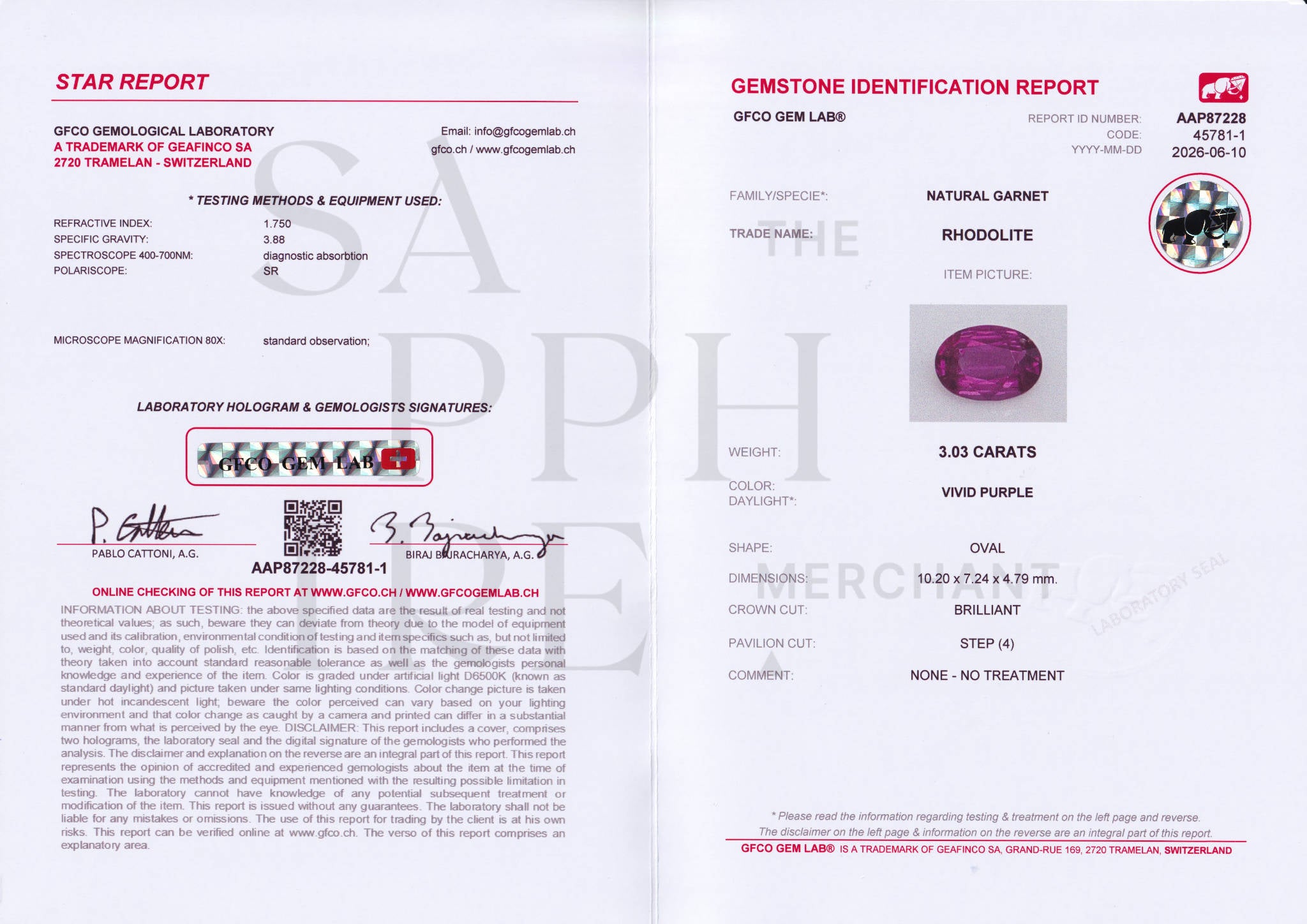 3.03ct Rhodolite Garnet