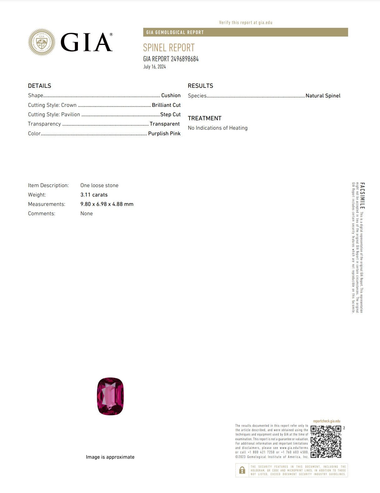 3.11ct Hot Pink Spinel - The Sapphire Merchant