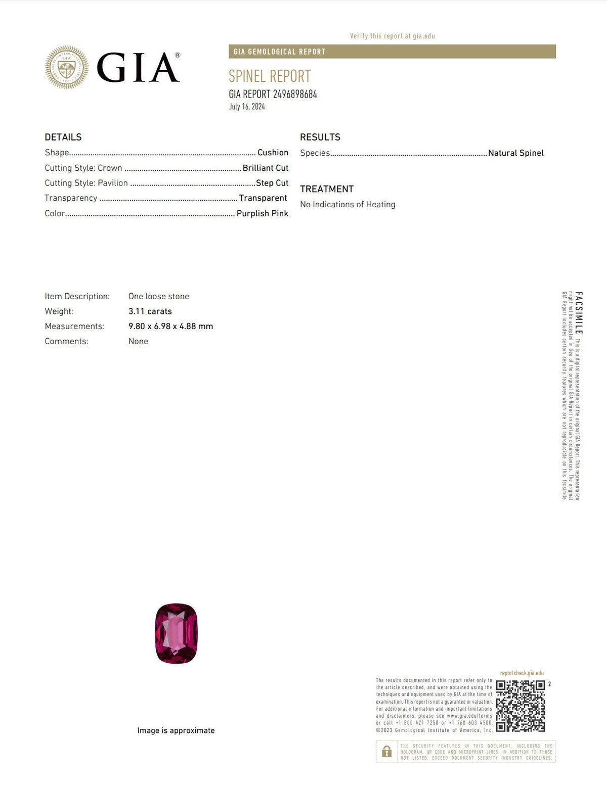 3.11ct Hot Pink Spinel - The Sapphire Merchant