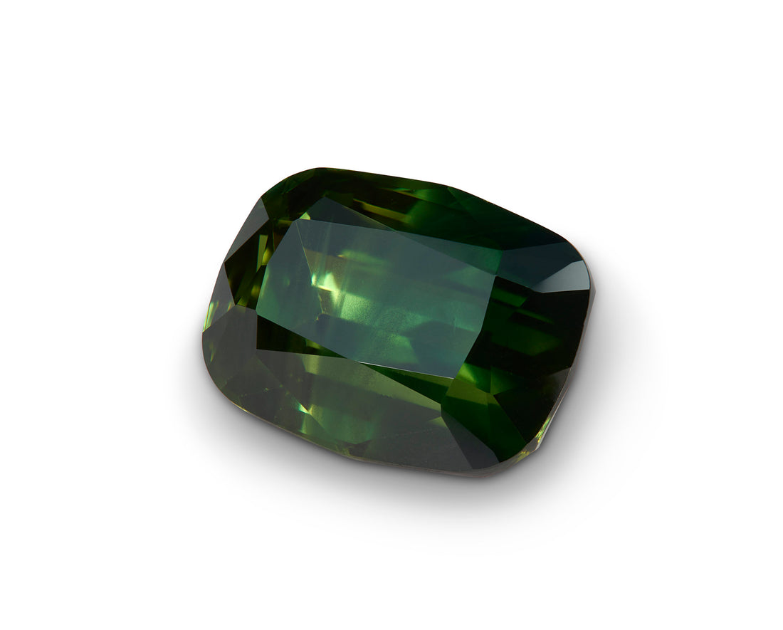 3.24ct Green Sapphire Cushion Cut Australian Origin