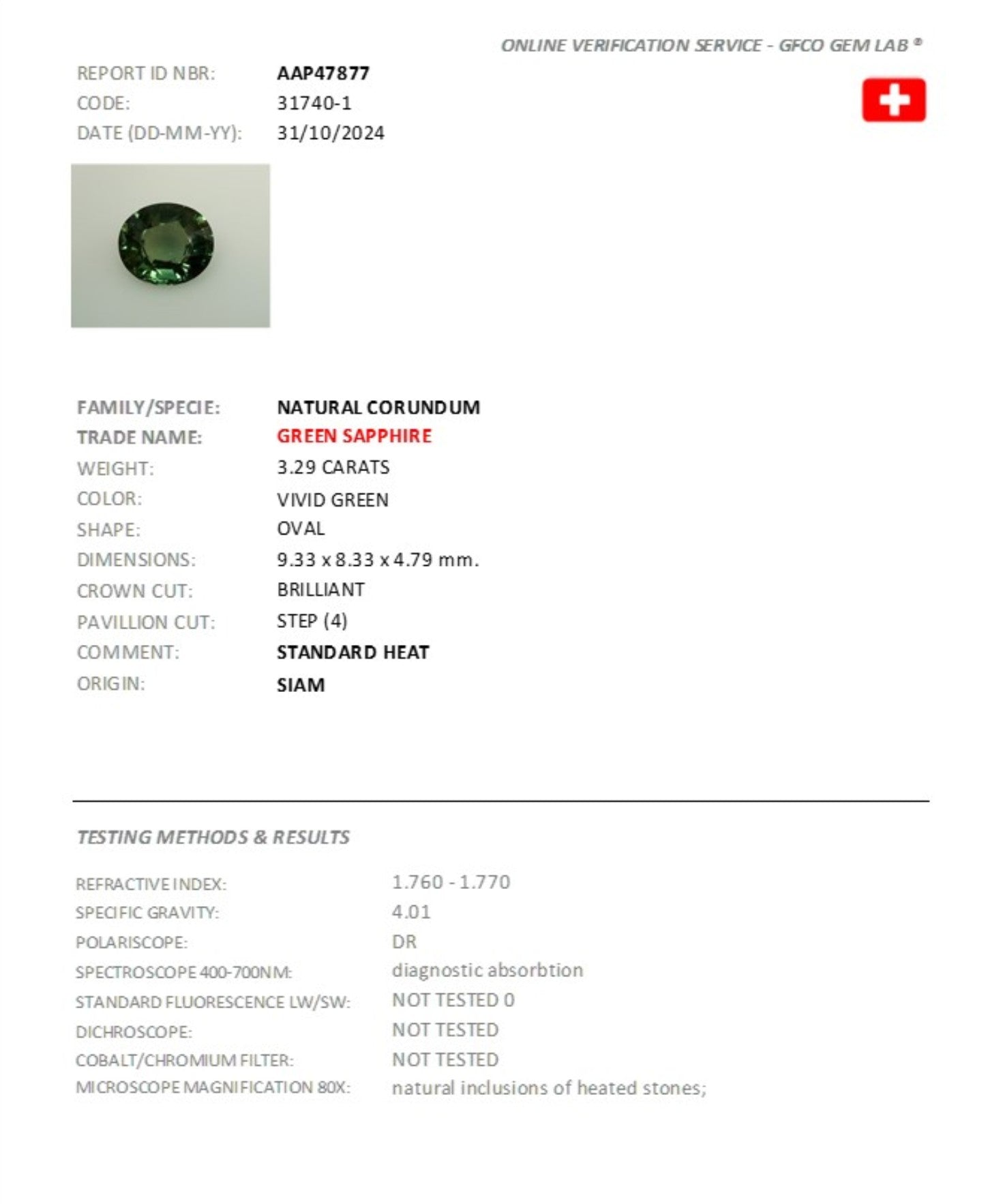 3.29ct Green Sapphire - The Sapphire Merchant